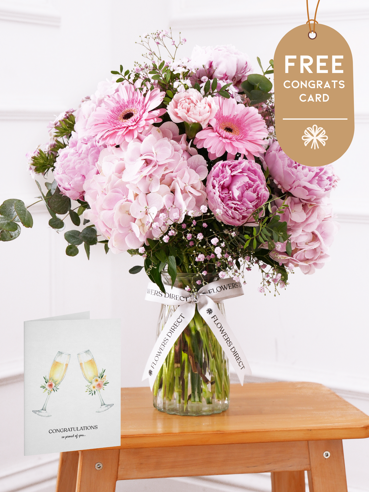 Peony Sweetheart - Vase with Free Congratulations Card