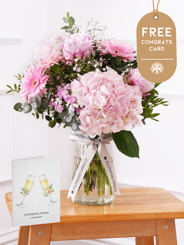 Peony Sweetheart - Vase with Free Congratulations Card