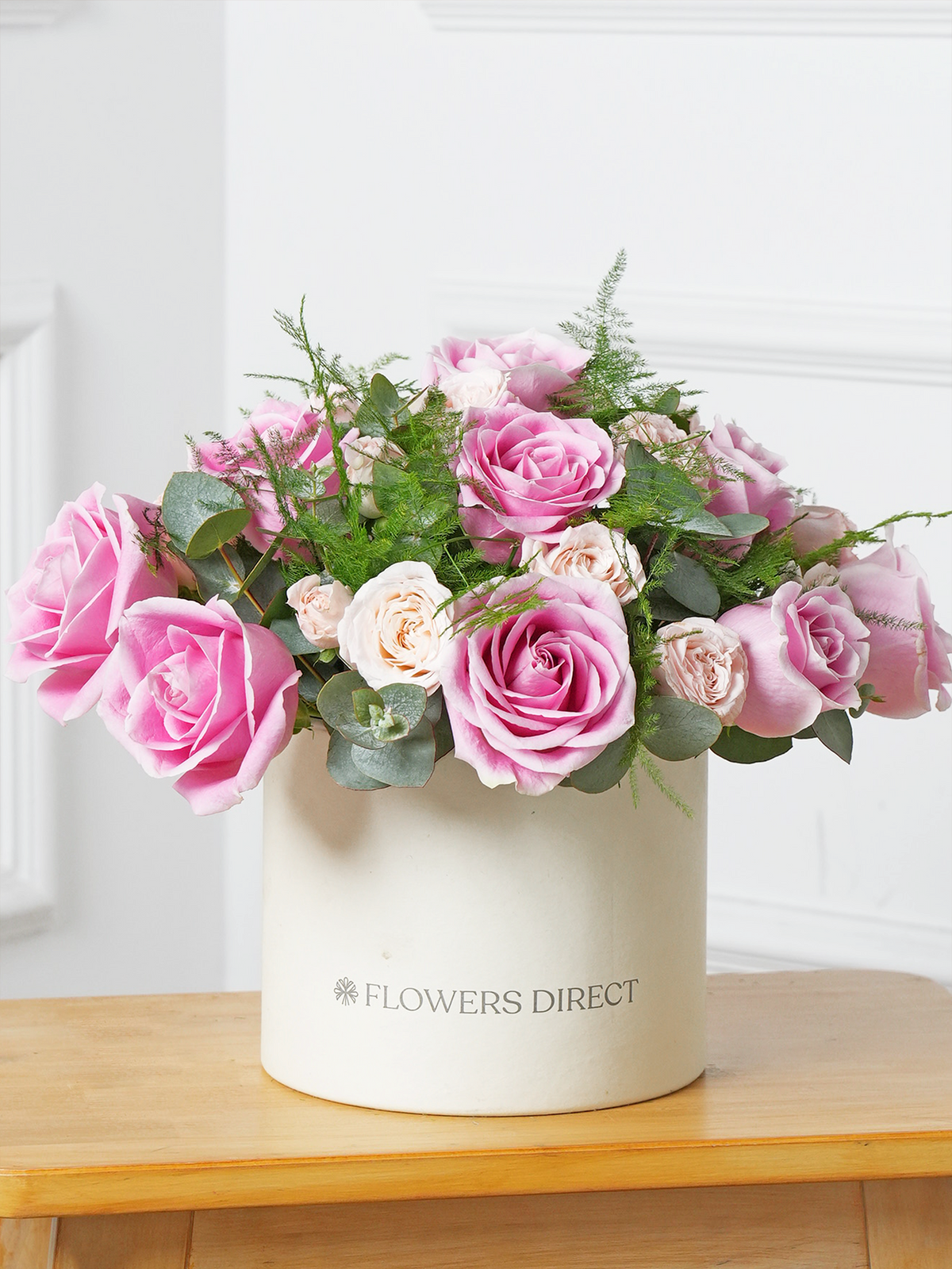 Valentine 12 Pink Roses - Hatbox