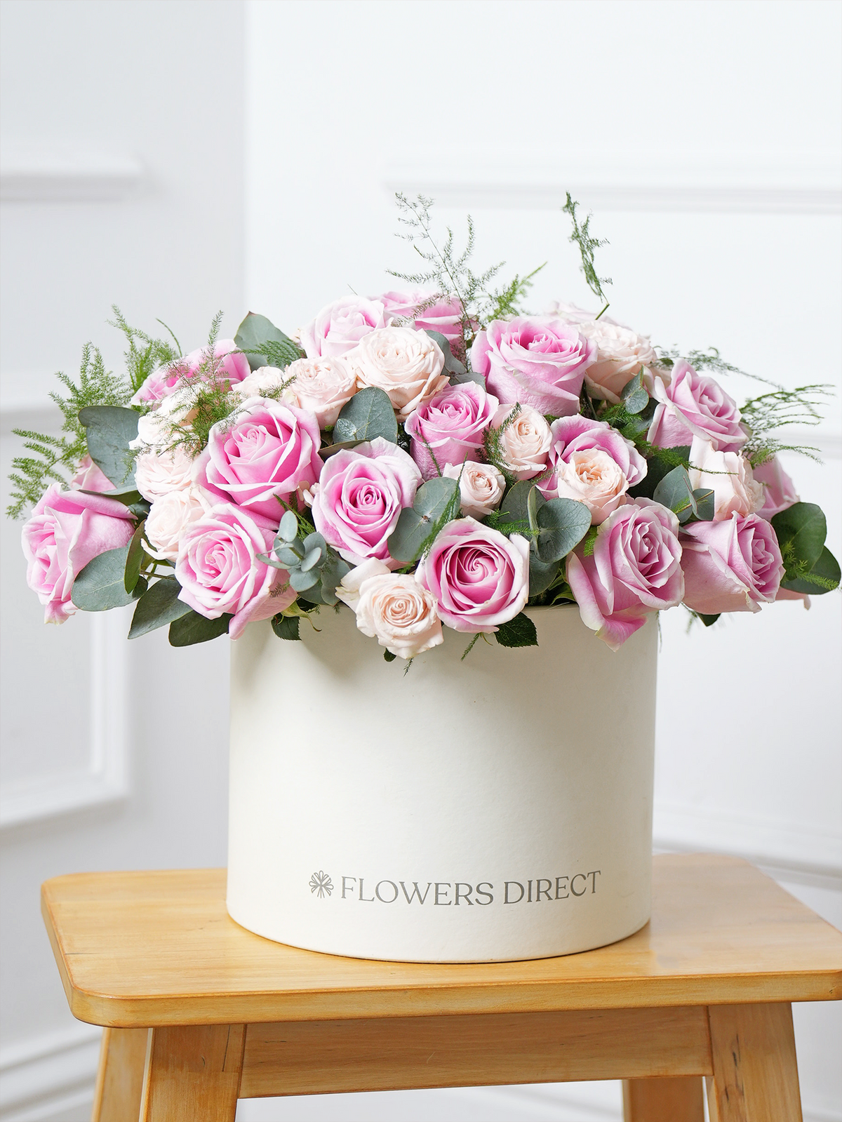 Valentine 24 Pink Roses - Hatbox