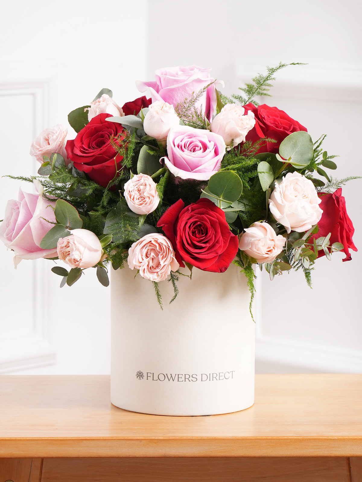 Valentine 9 Red &amp; Pink Rose - Hatbox