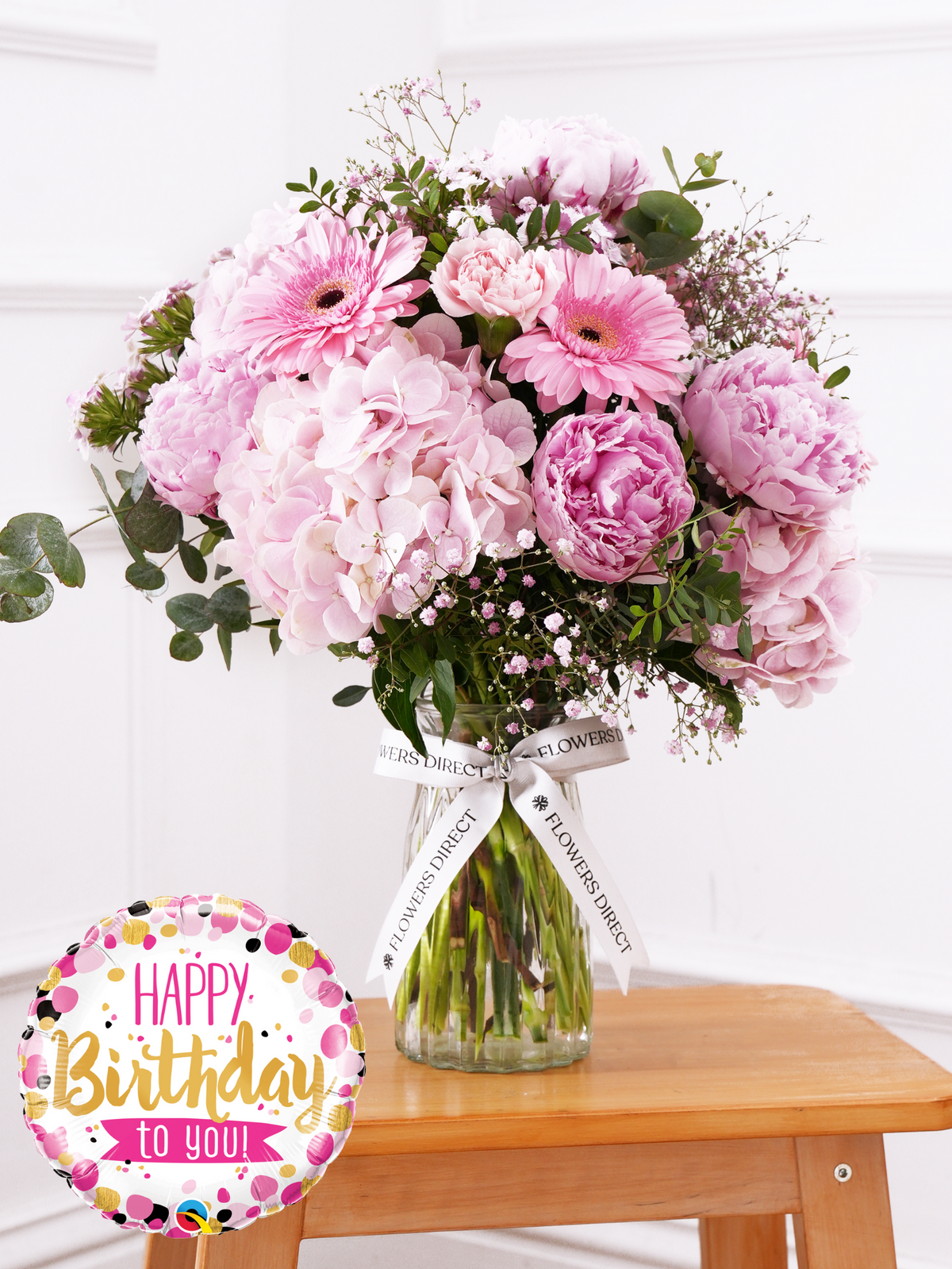 Birthday Peony Sweetheart - Vase (Complimentary Birthday Balloon)
