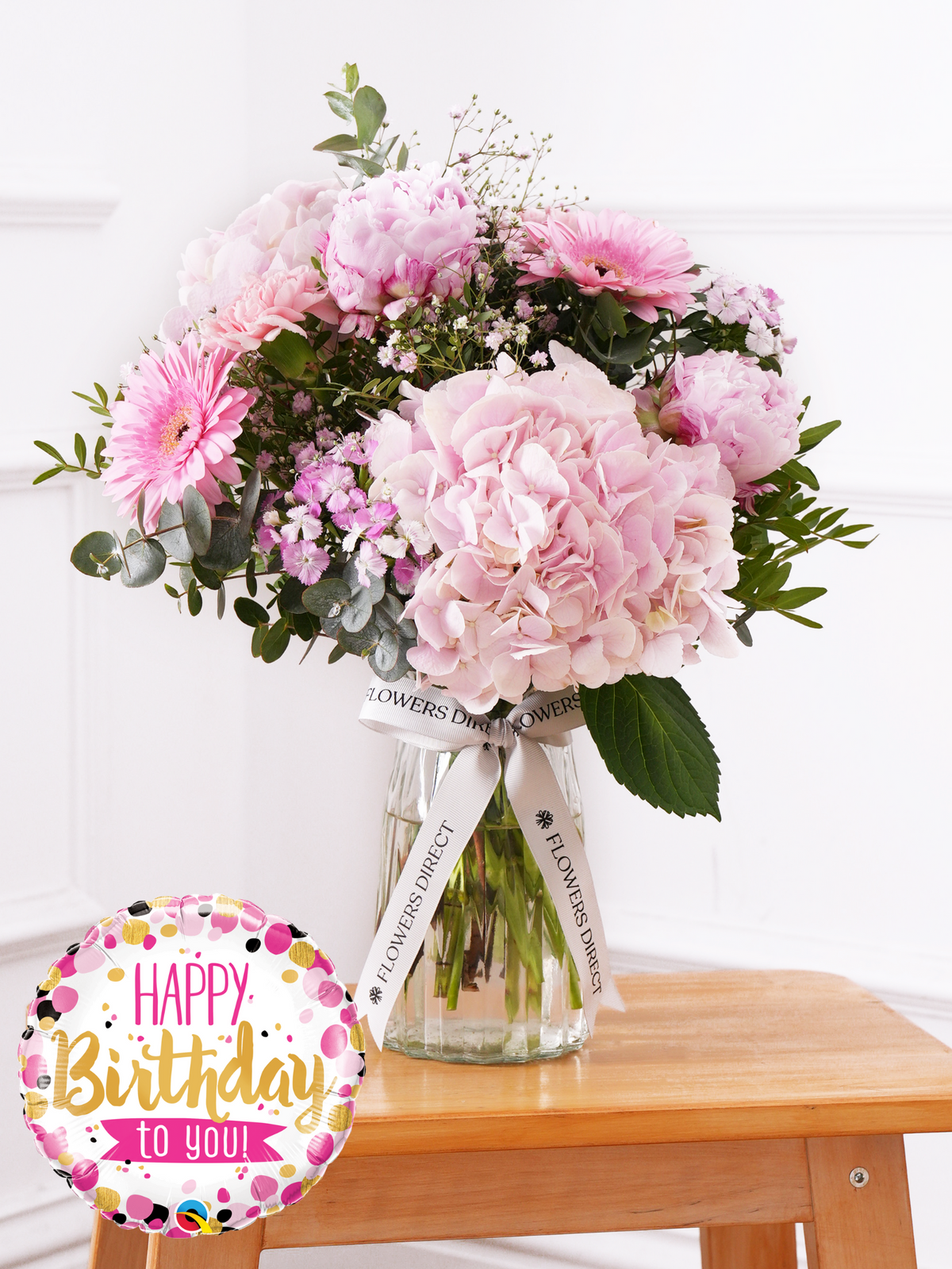 Birthday Peony Sweetheart - Vase (Complimentary Birthday Balloon)