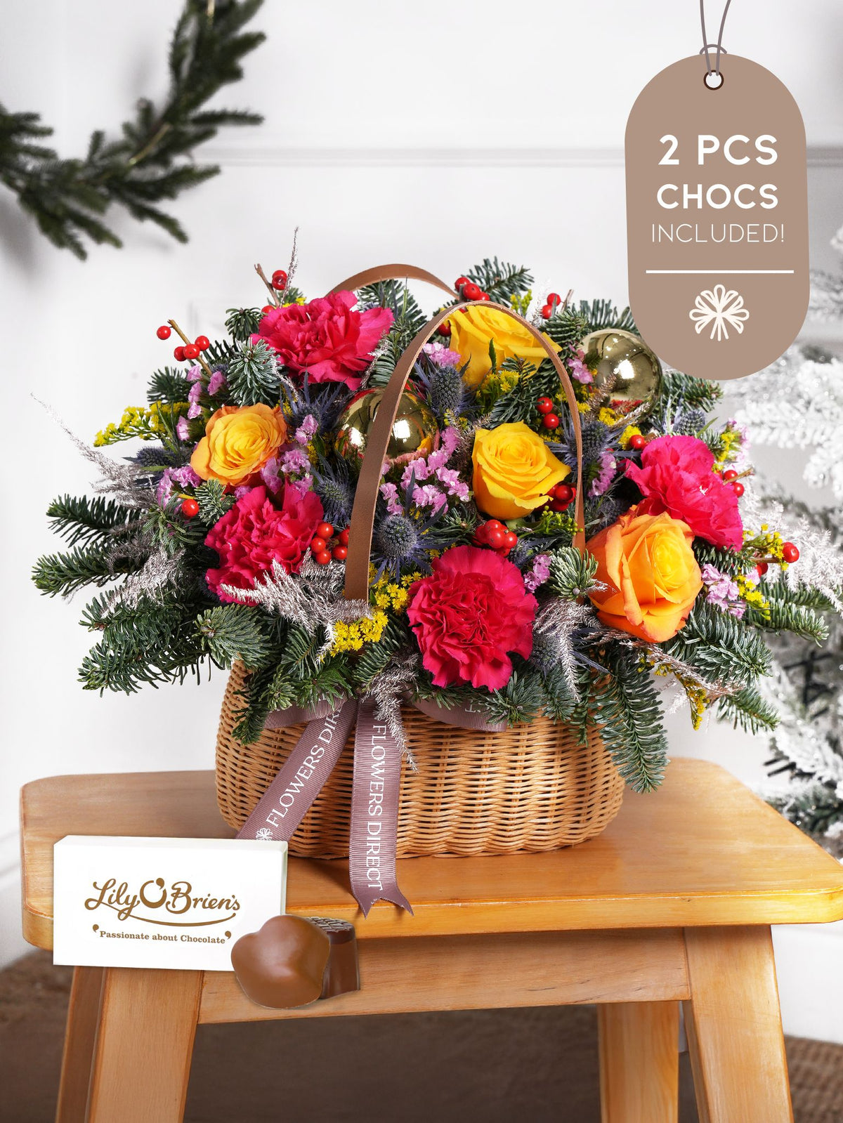 Cheerful Christmas Basket 2 Pcs Chocs included!