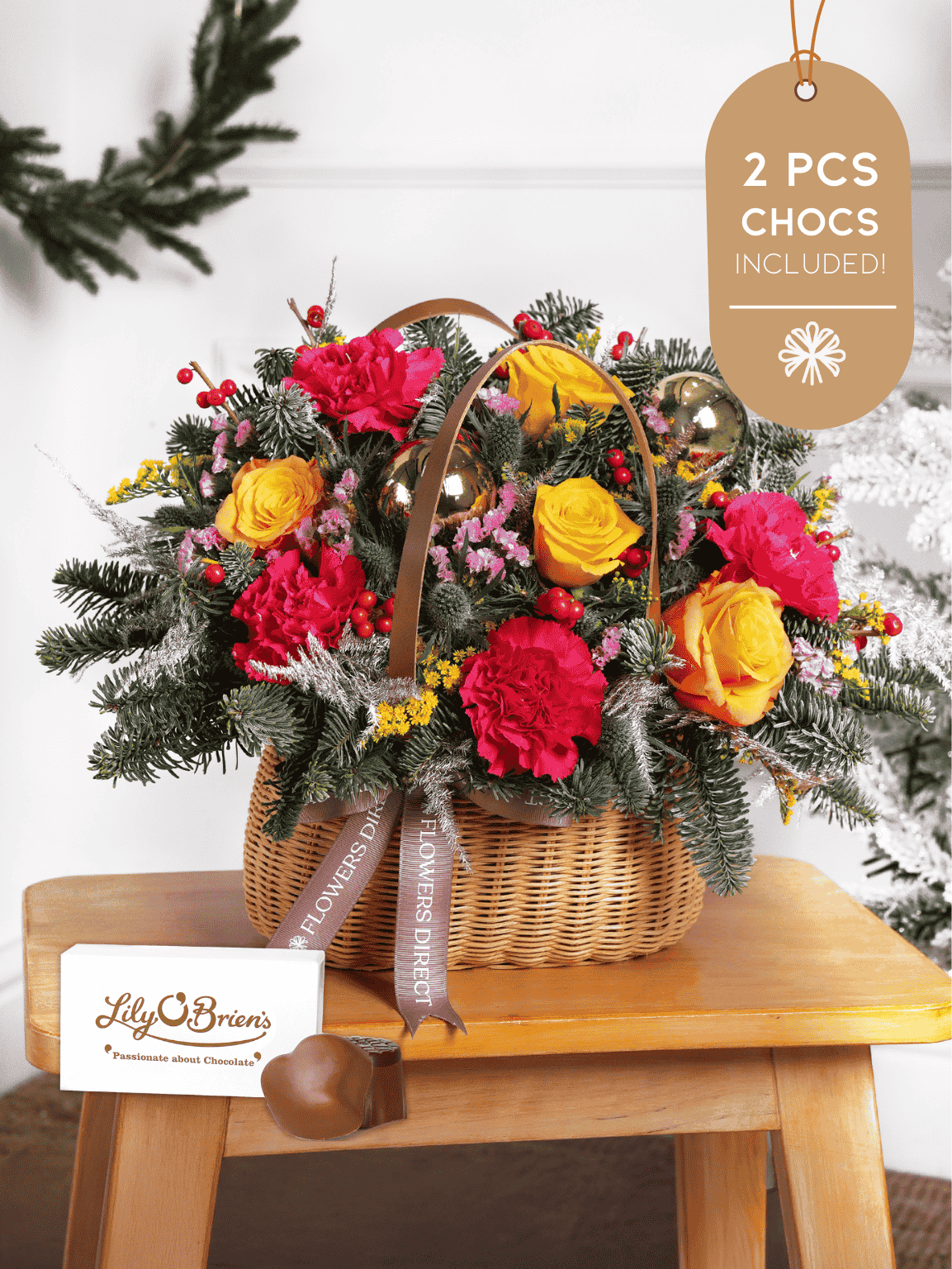 Cheerful Christmas Basket 2 Pcs Chocs included!