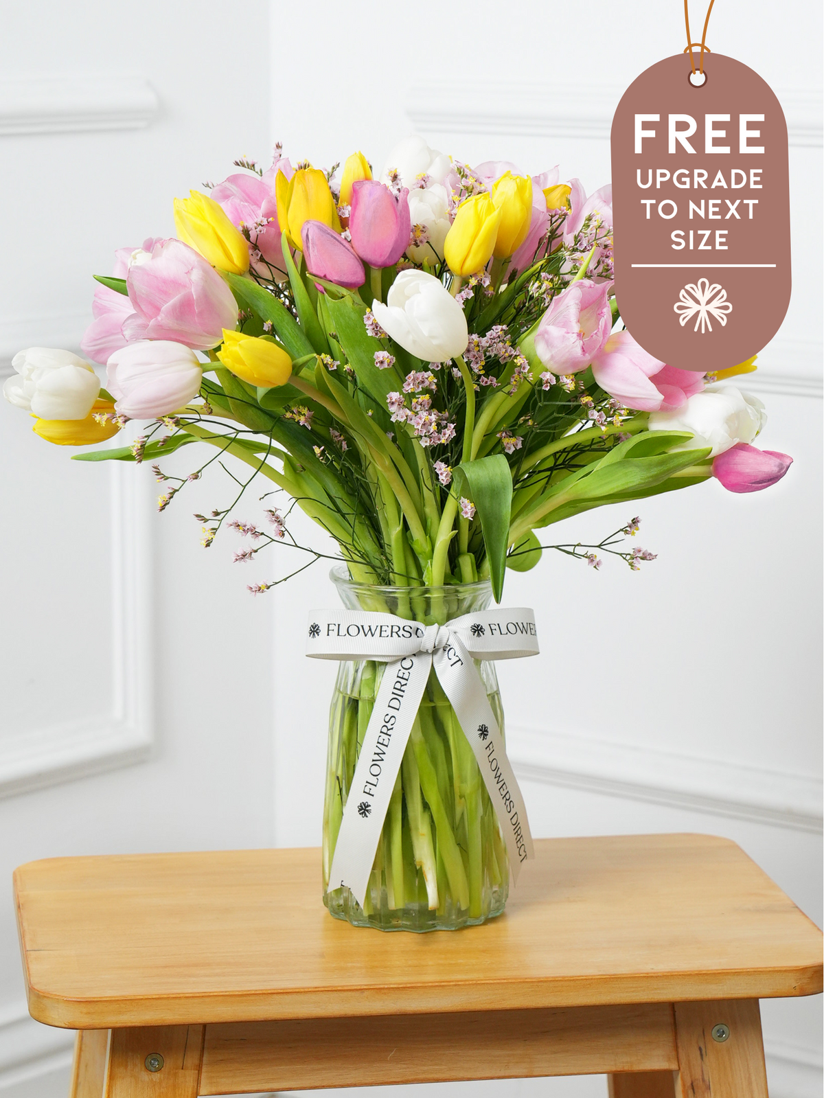 Colourful Tulip - Vase with Free Upgrade to Next Size