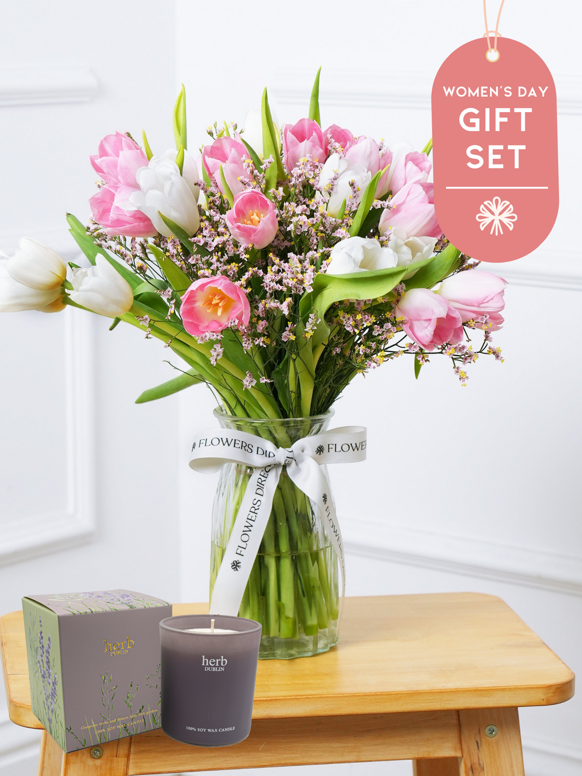 Women&#39;s Day Mixed Tulips - Vase Gift Set