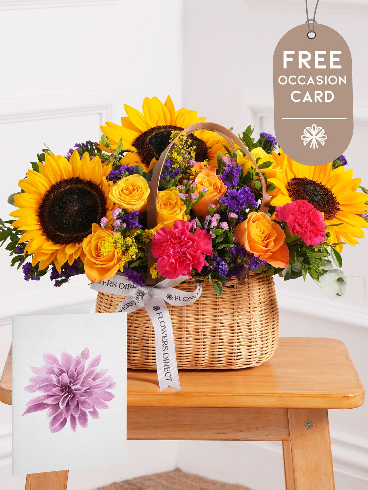 Colour Burst Basket with Free Occasion Card
