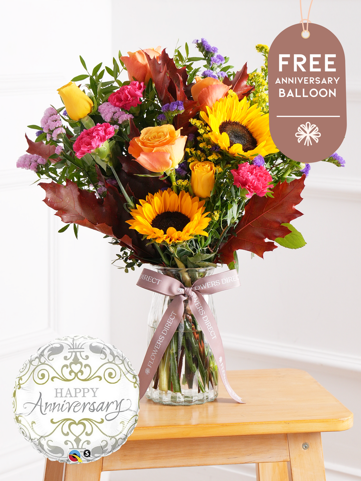 Anniversary Autumn Charm - Vase with Free Anniversary Balloon