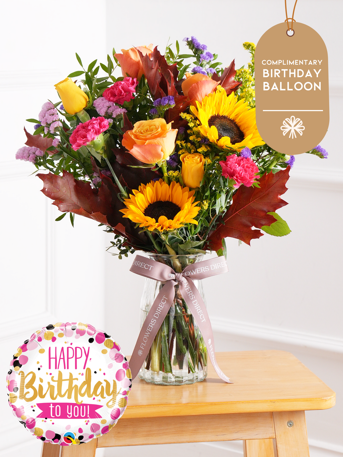 Birthday Autumn Charm - Vase (Complimentary Birthday Balloon)