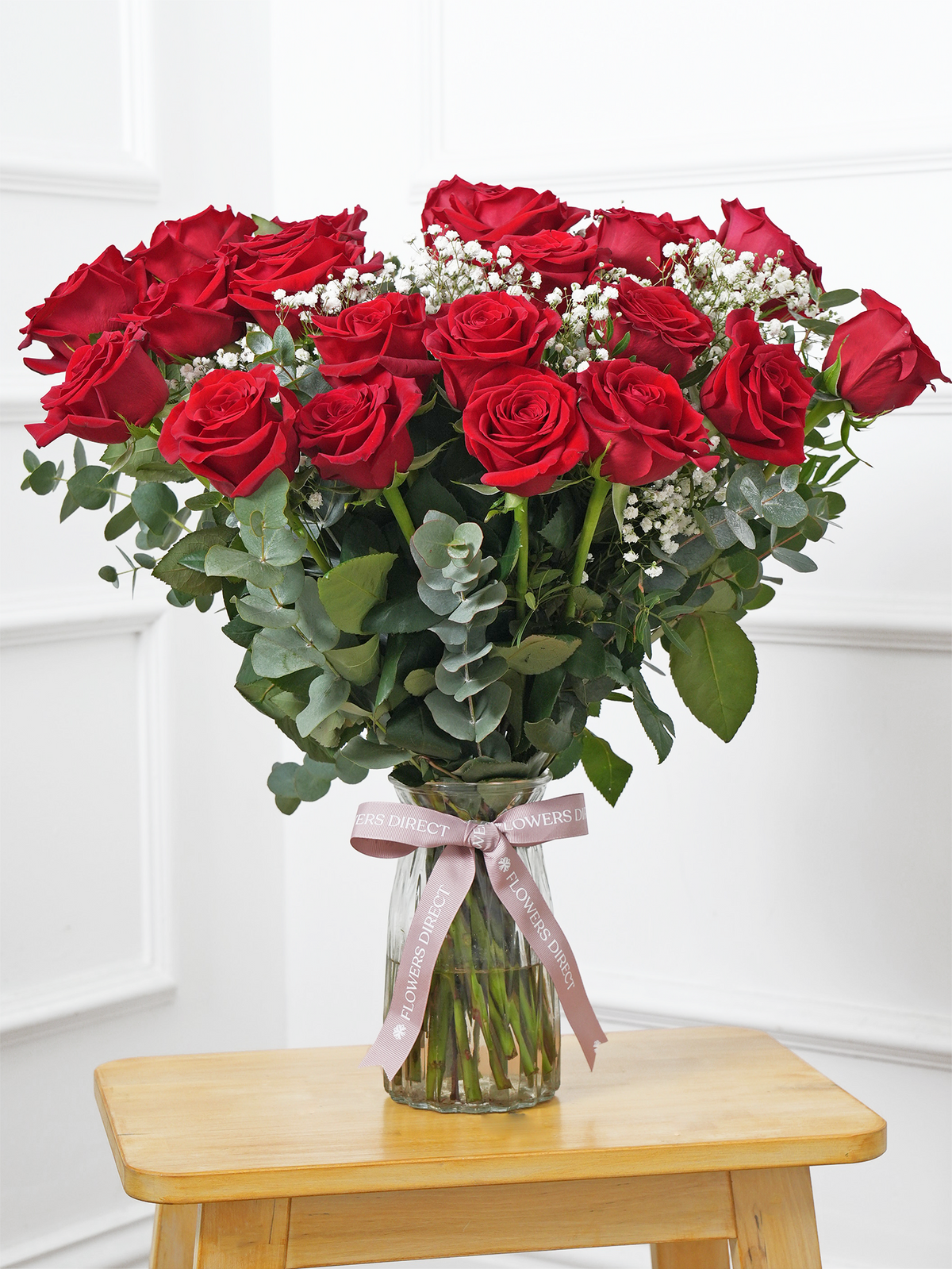 24 Long Stem Red Roses - Vase