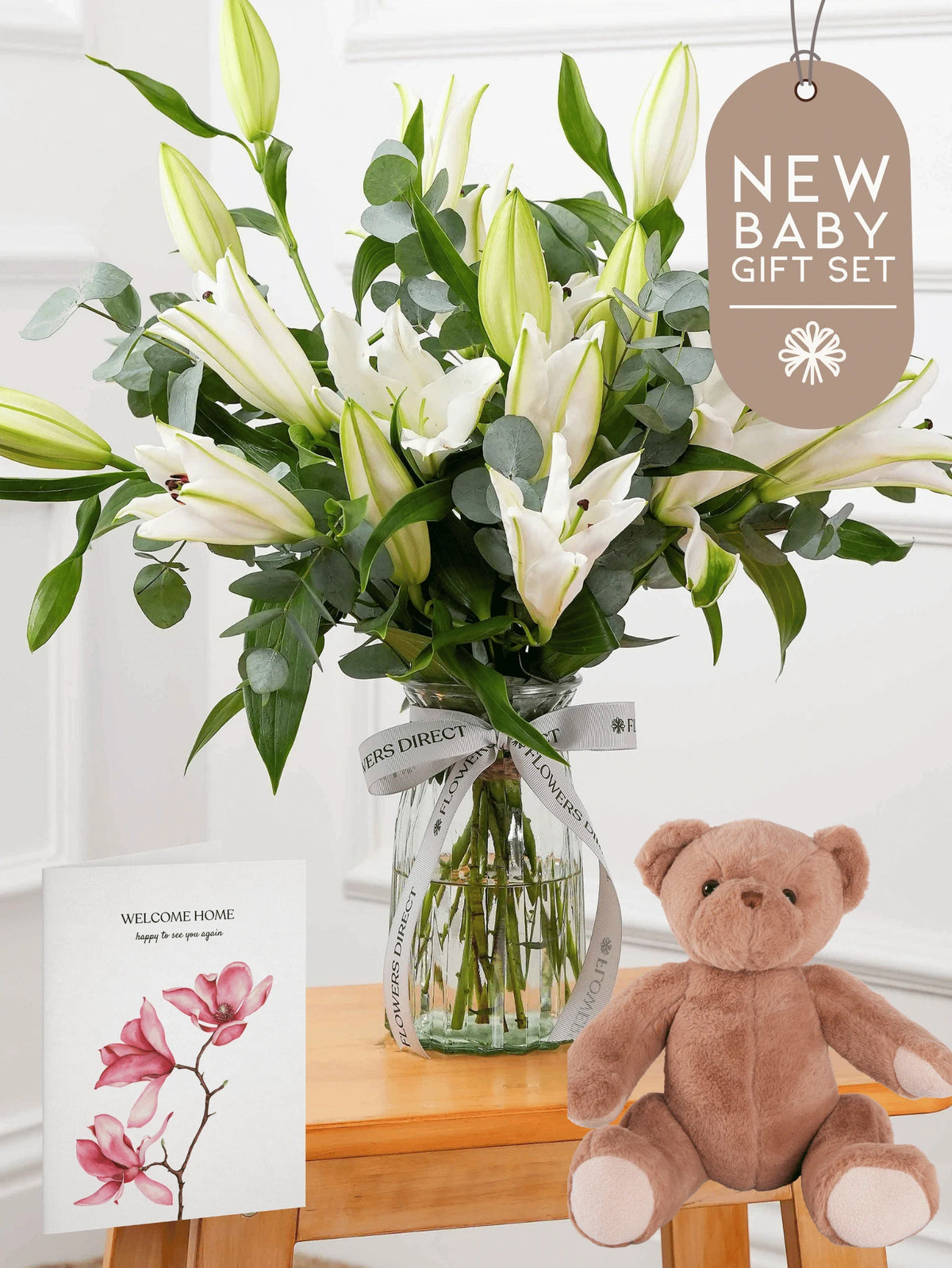 New Baby White Lily - Vase Gift Set