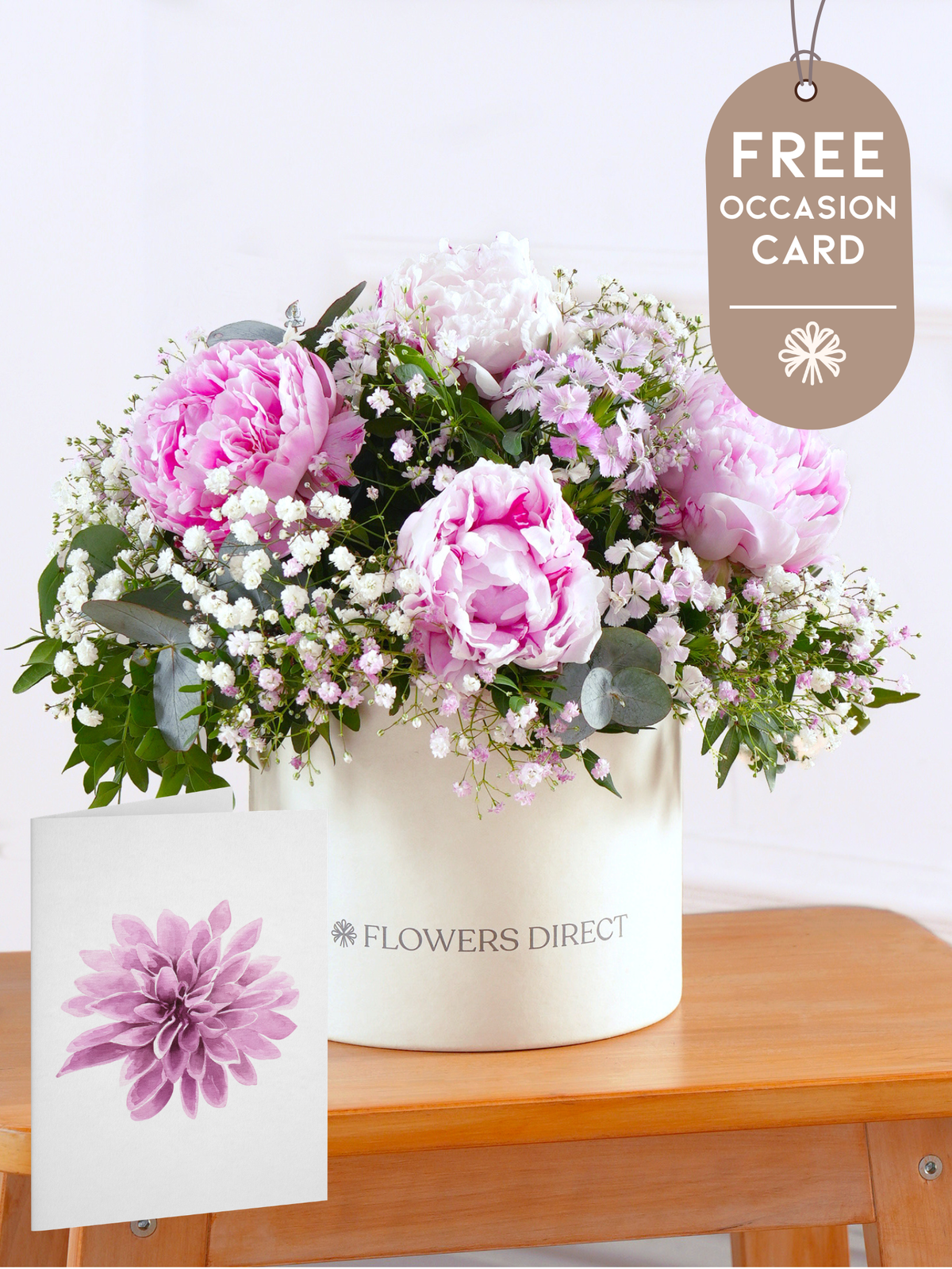 Pink Peony - Hatbox with Free Occasion Card