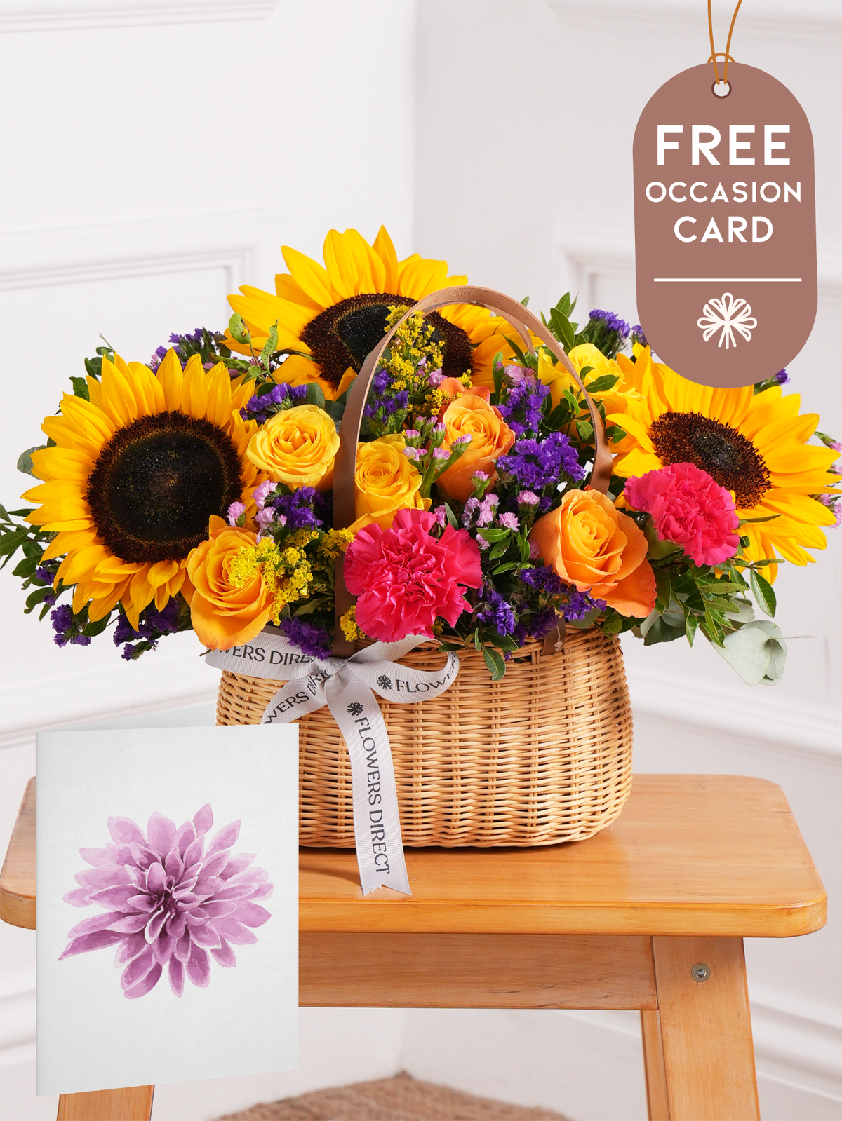 Colour Burst Basket with Free Occasion Card