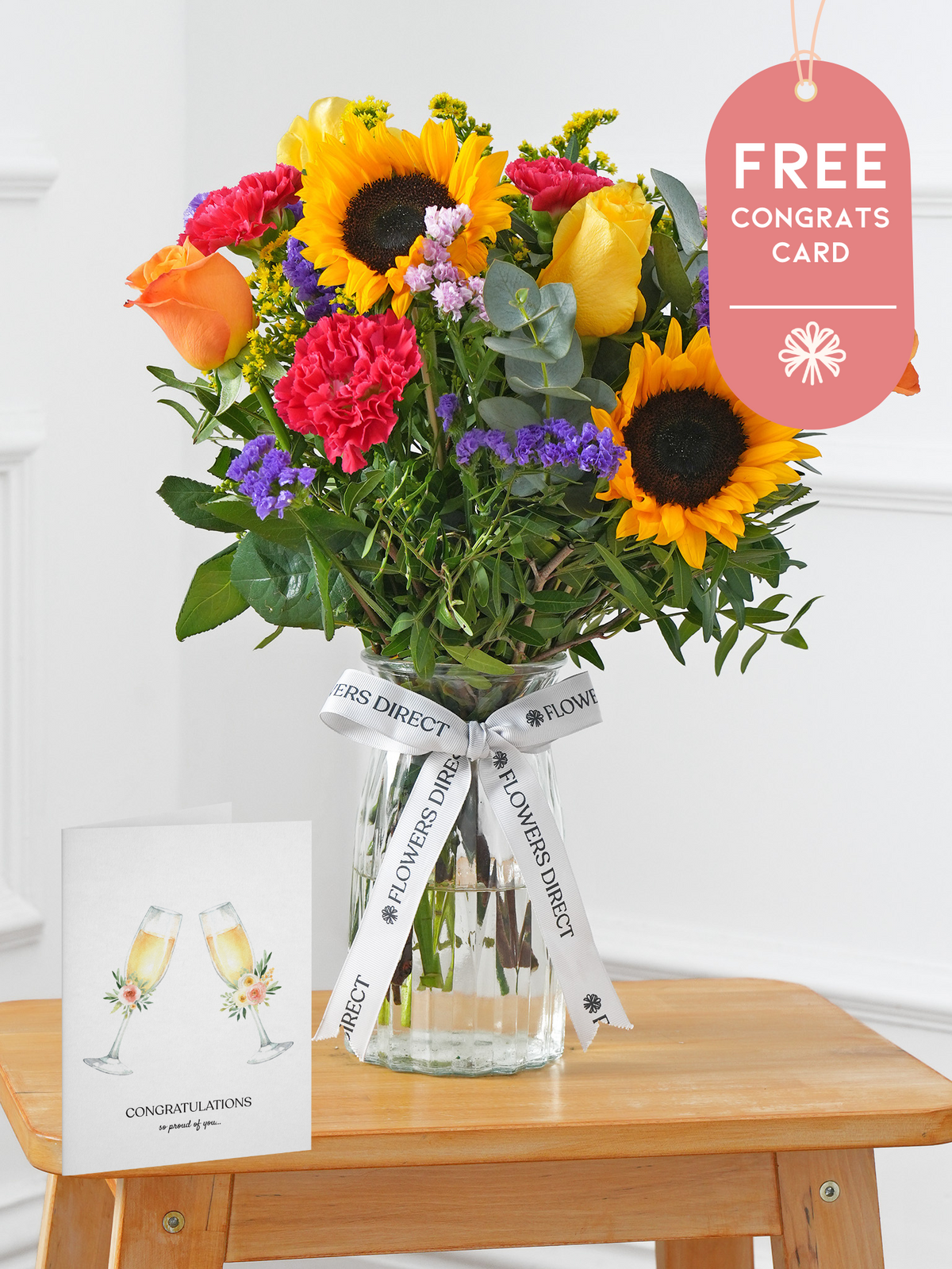 Colour Burst - Vase with Free Congratulations Card