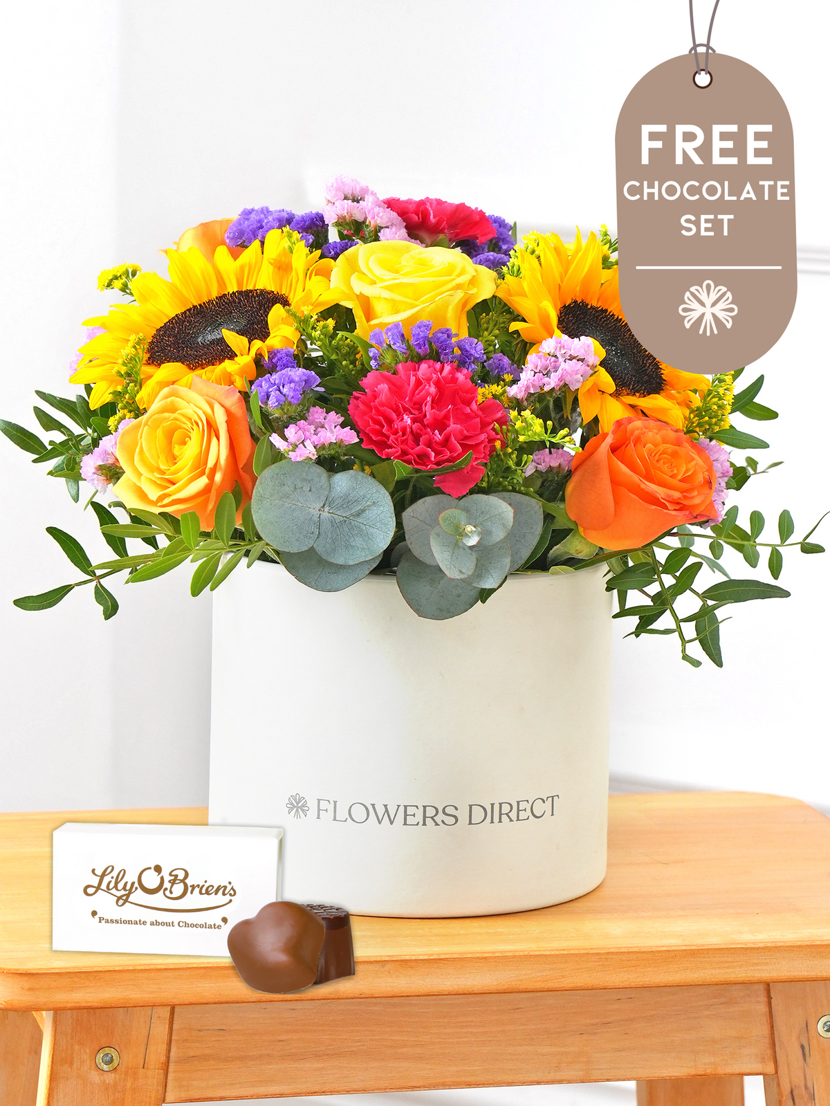 Thank You Colour Burst - Hatbox with Free Chocolate Set