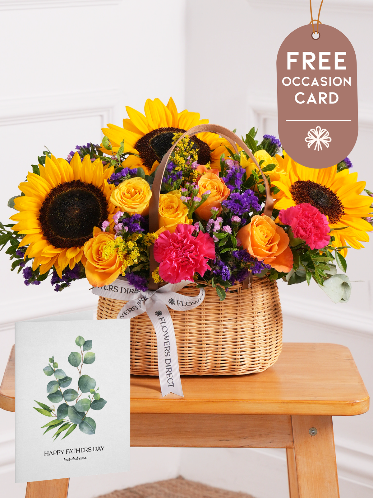 Father's Day Colour Burst Basket with Free Occasion Card