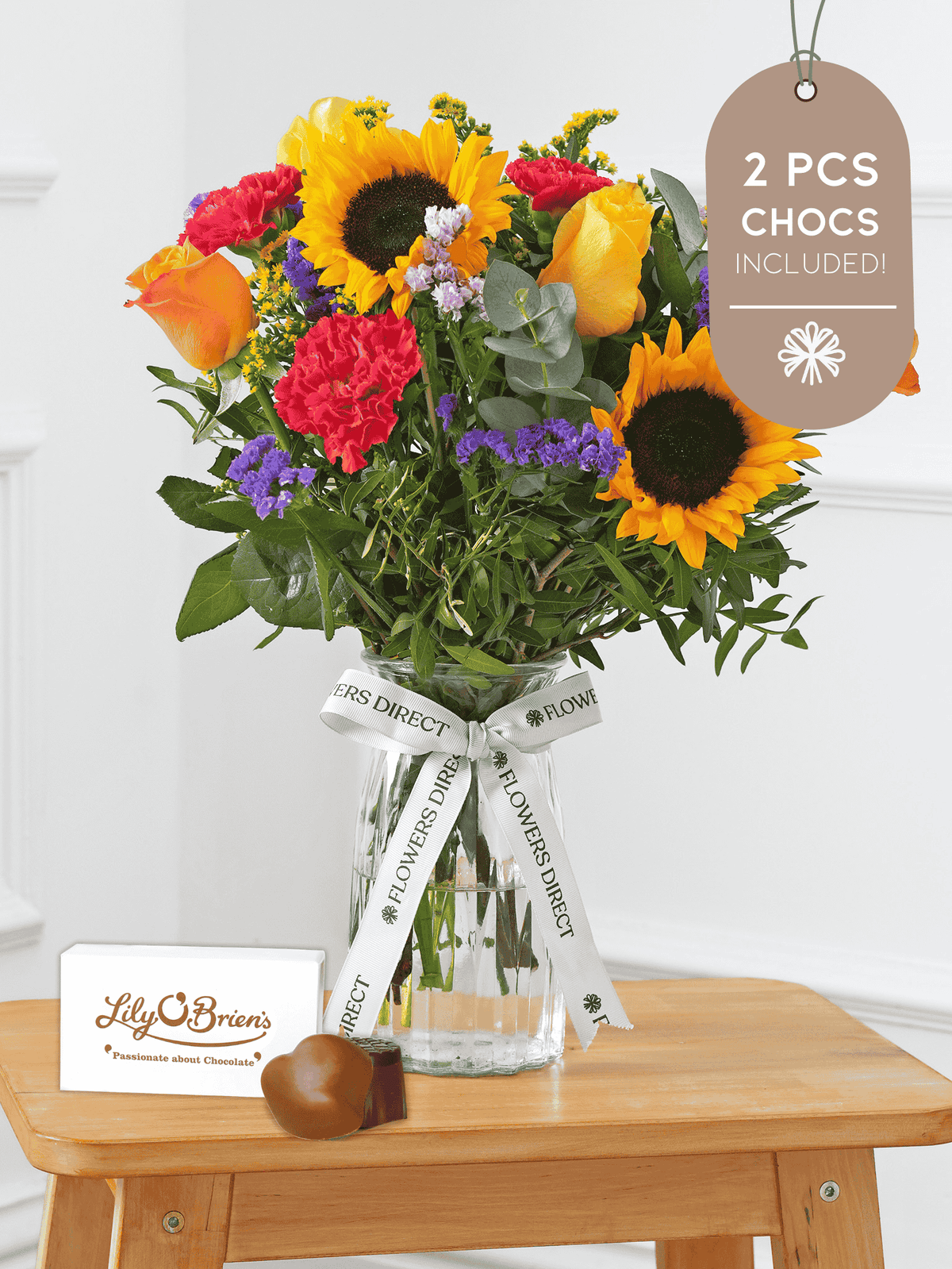 Mother's Day Colour Burst Vase 2 Pcs Chocs included!