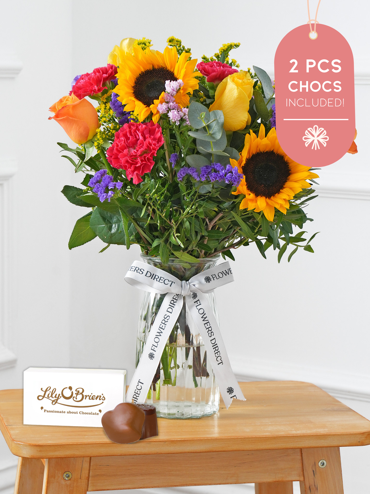 Colour Burst Vase 2 Pcs Chocs included!