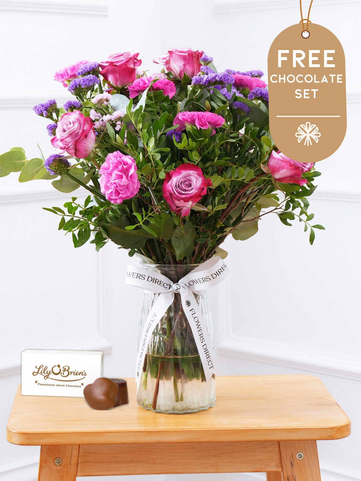 Mother&#39;s Day Purple Majesty - Vase with Free Chocolate Set