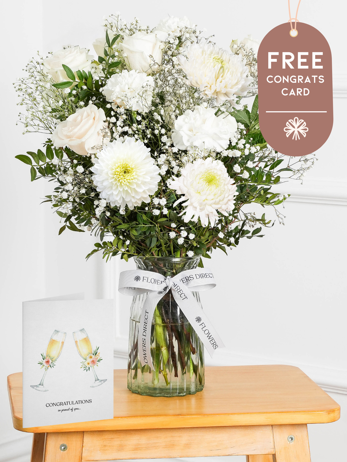 Simply White - Vase with Free Congratulations Card