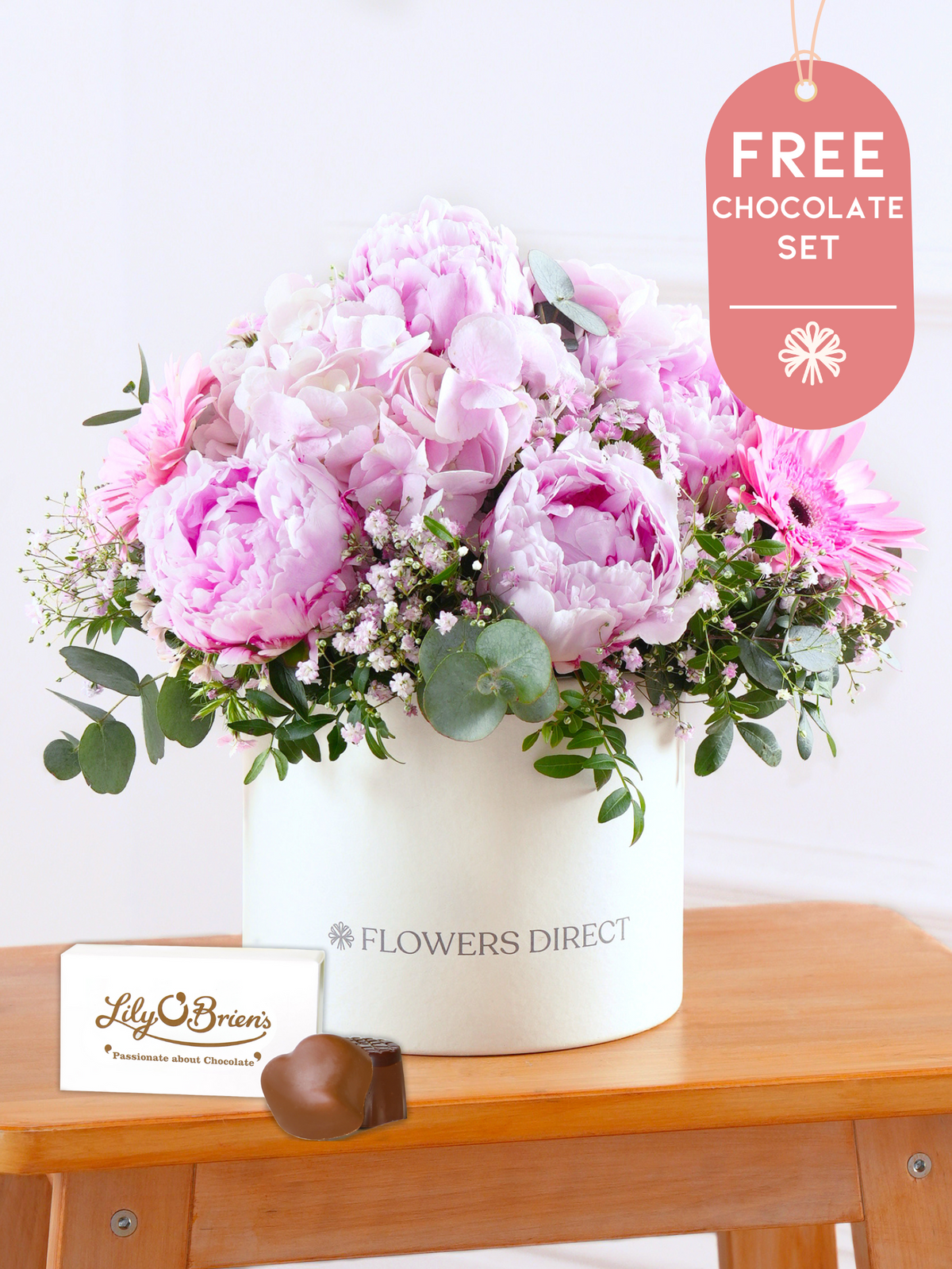 Thank You Peony Sweetheart - Hatbox with Free Chocolate Set