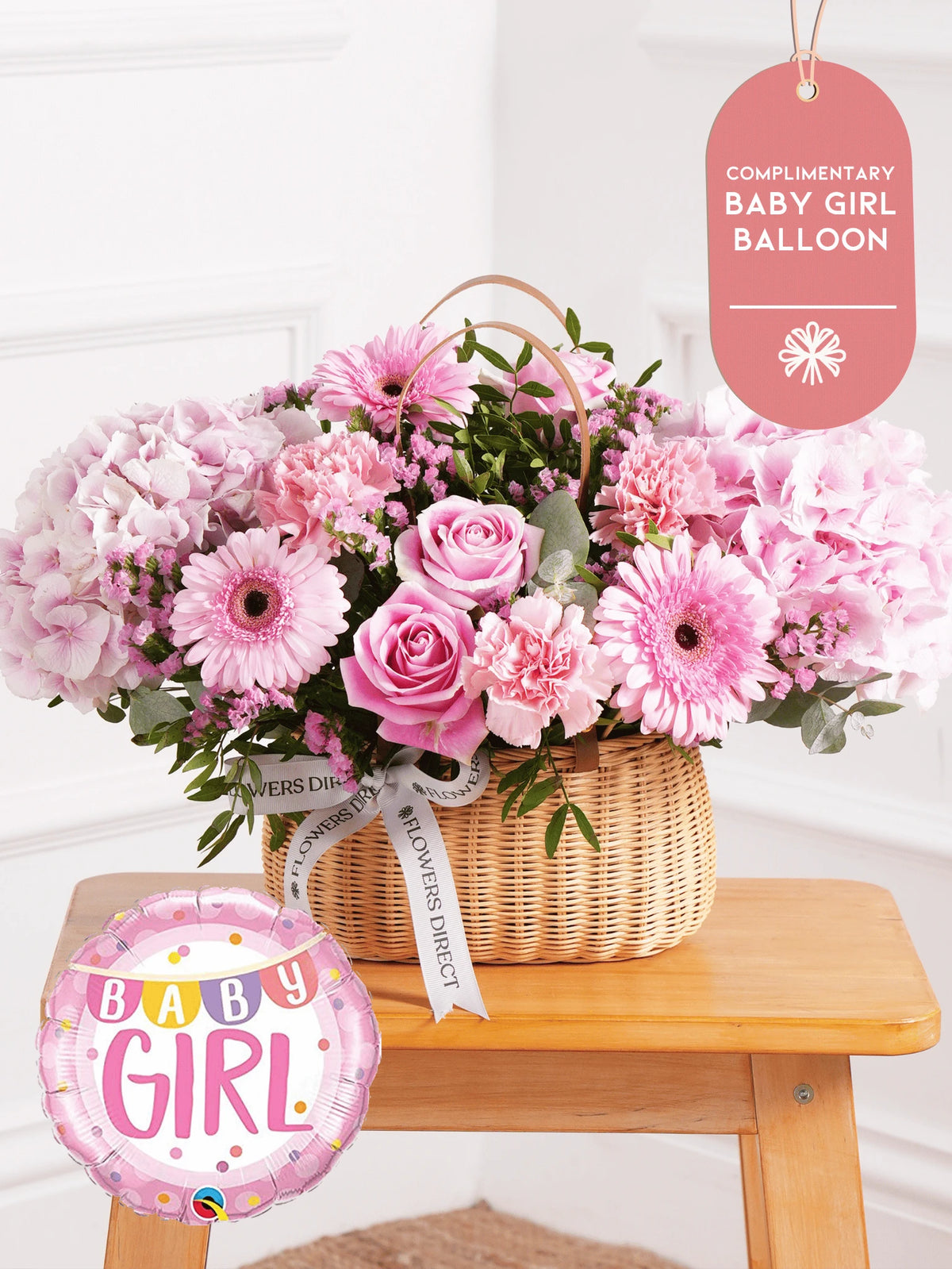 Baby Girl Sweetheart - Basket (Complimentary Baby Girl Balloon)