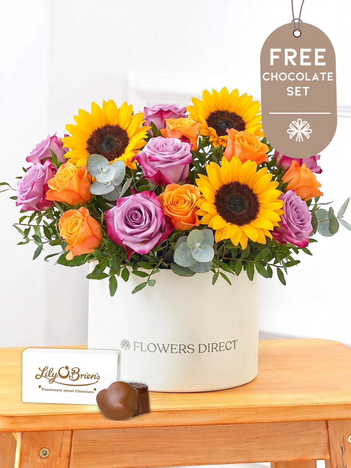 Sunflower Hatbox with Free Chocolate Set