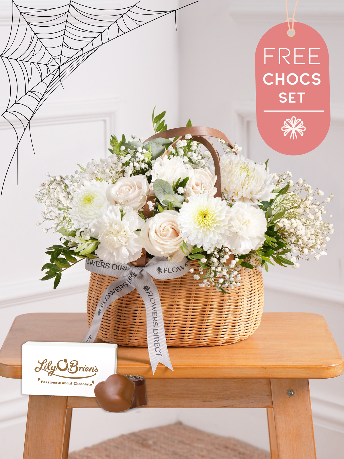 Simply White Basket with Free Chocolate Set