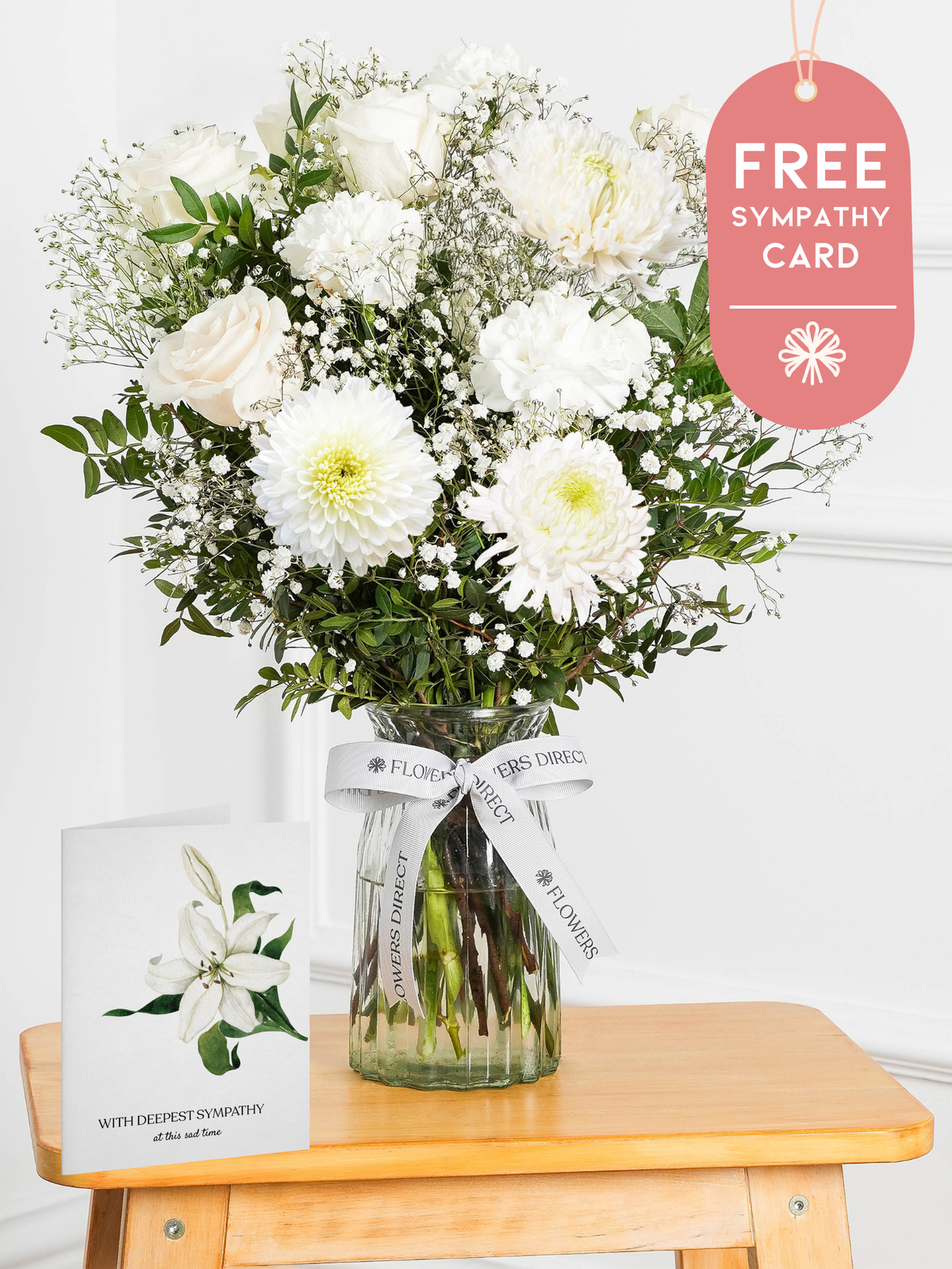 Sympathy Simply White - Vase with Free Sympathy card