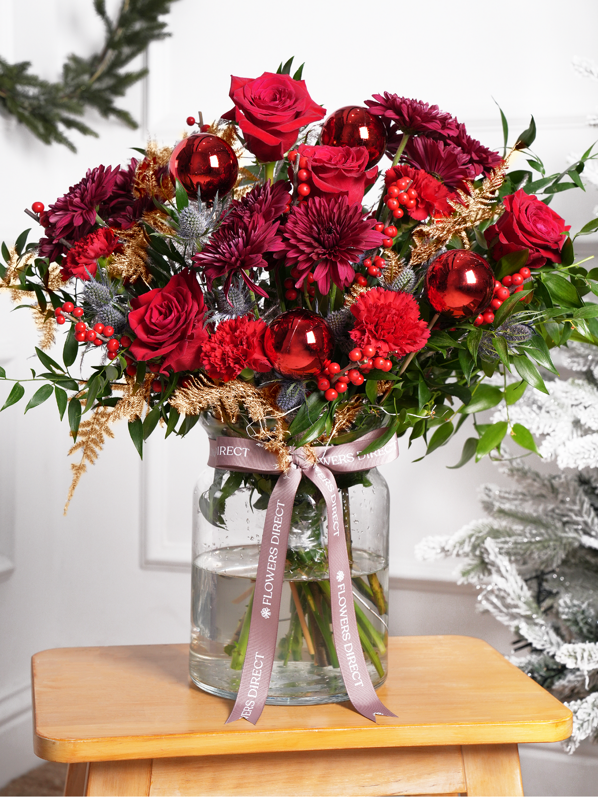 Berry Red Christmas Splendor Vase