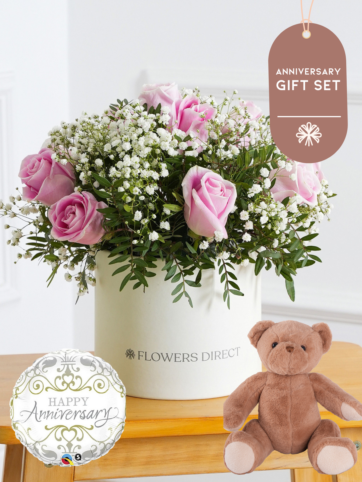 Anniversary Pink Roses - Hatbox Gift Set