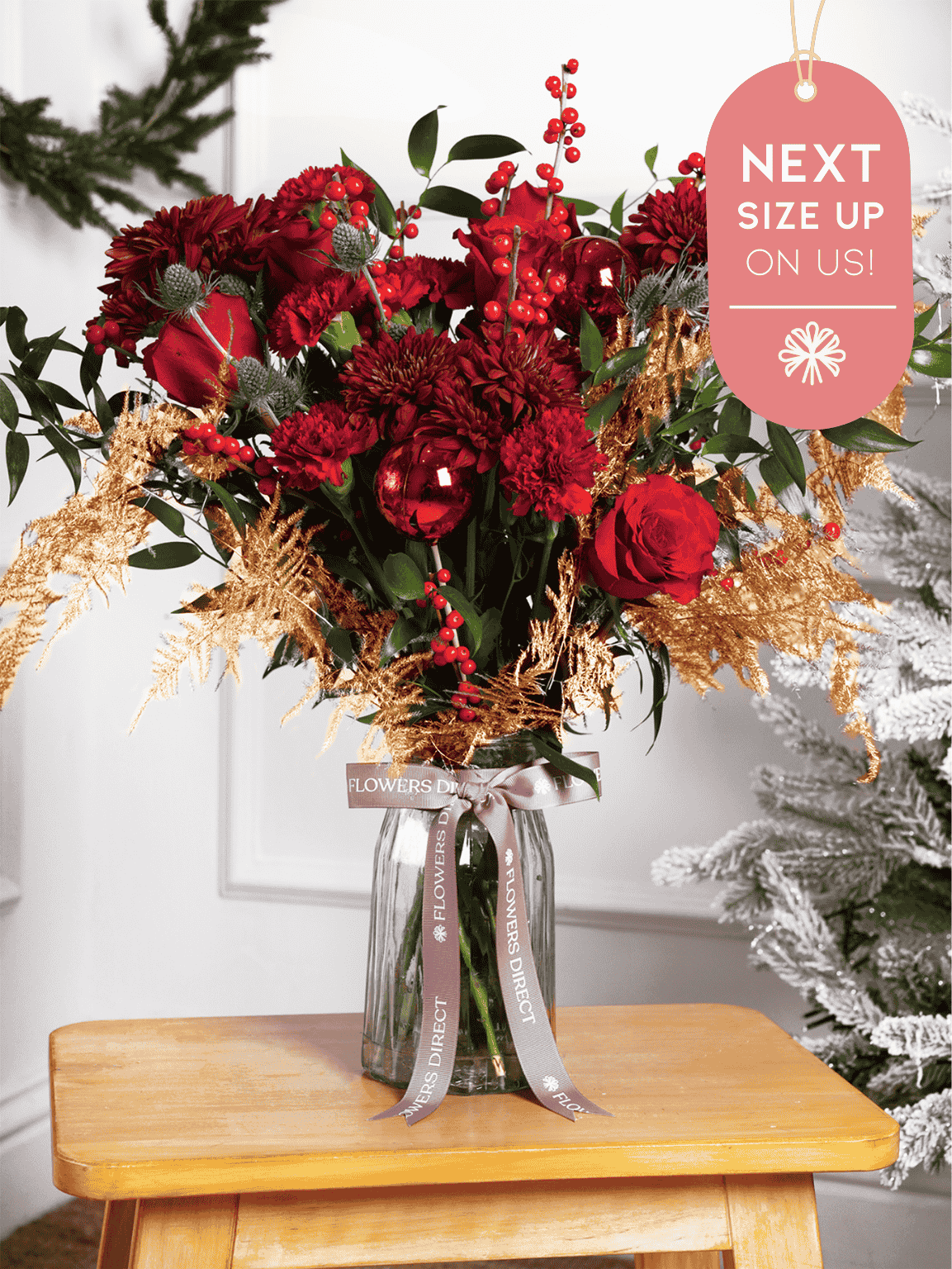 Berry Red Christmas Vase Next Size Up – On Us!