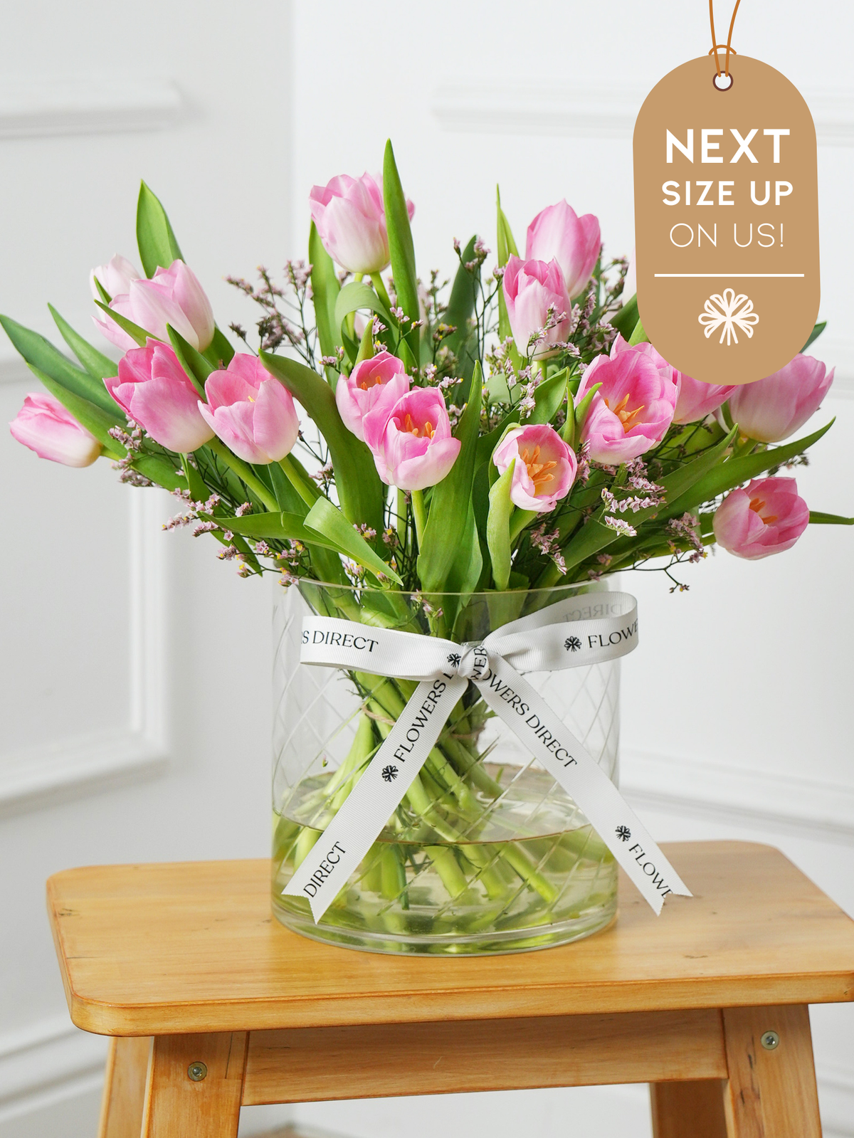 Pink Tulips Vase  Next Size Up – On Us!