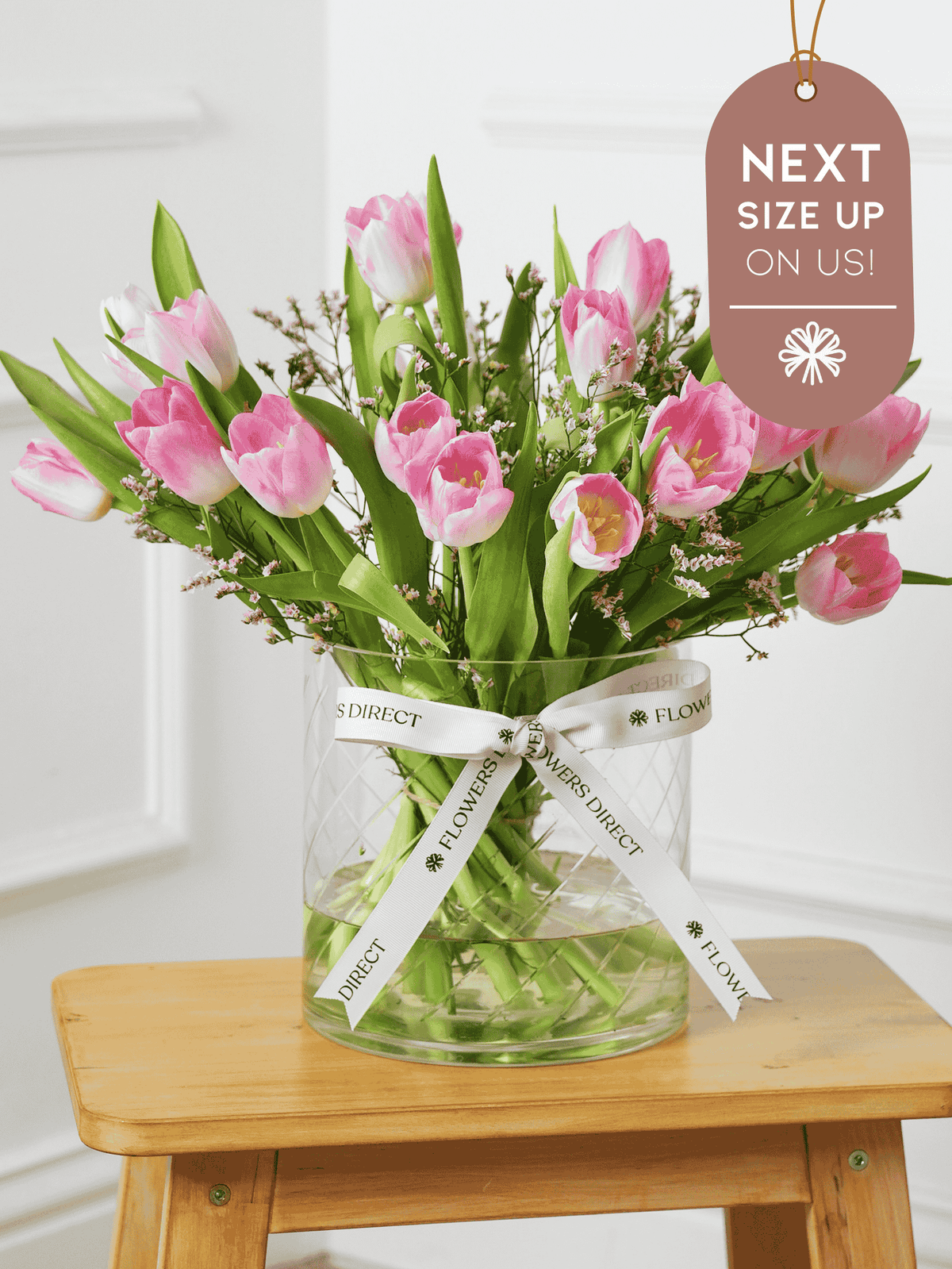 Pink Tulips Vase  Next Size Up – On Us!