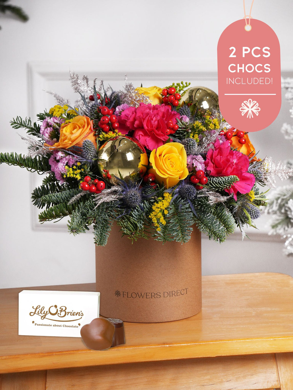 Cheerful Christmas - Hatbox 2 Pcs Chocs included!