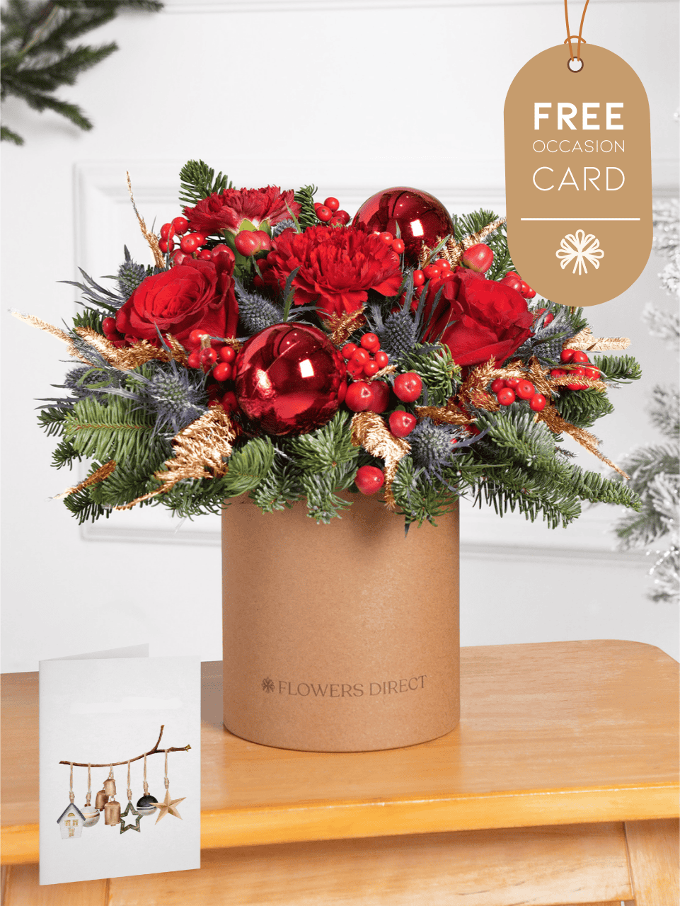 Berry Red Christmas - Hatbox with Free Occasion Card