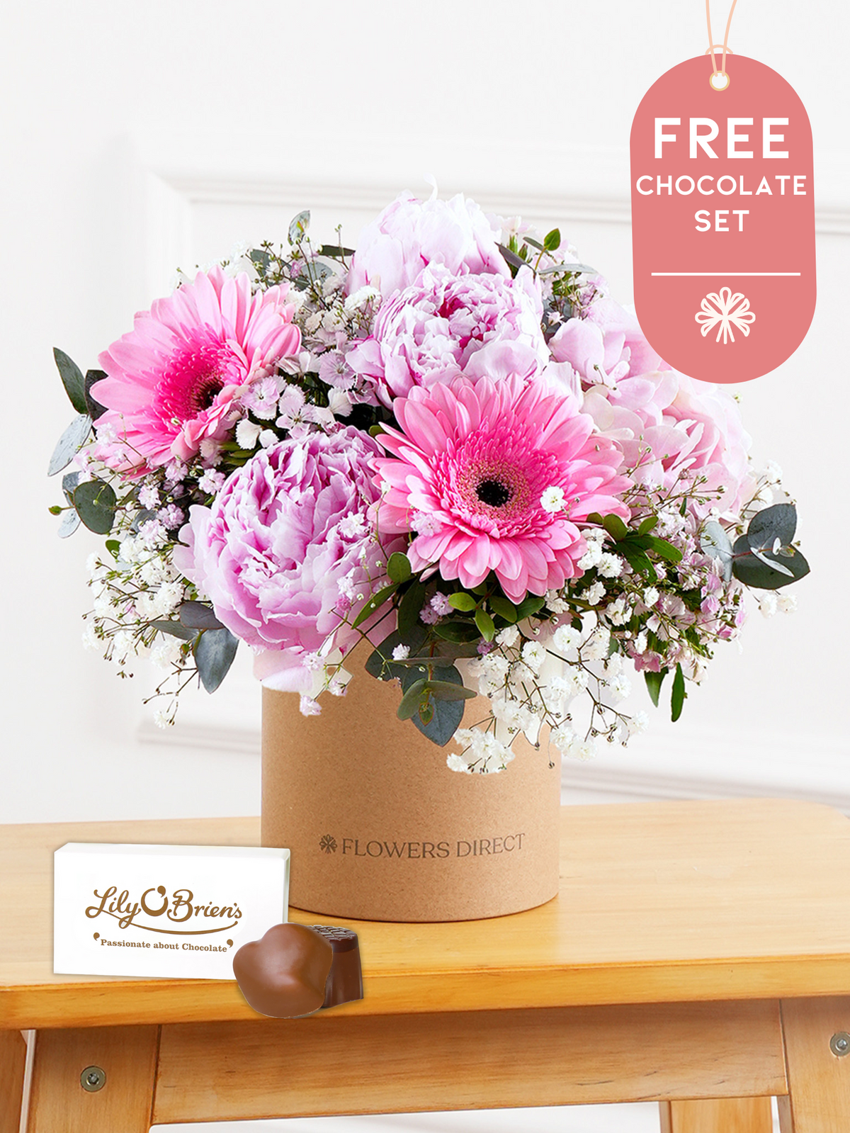 Thank You Peony Sweetheart - Hatbox with Free Chocolate Set