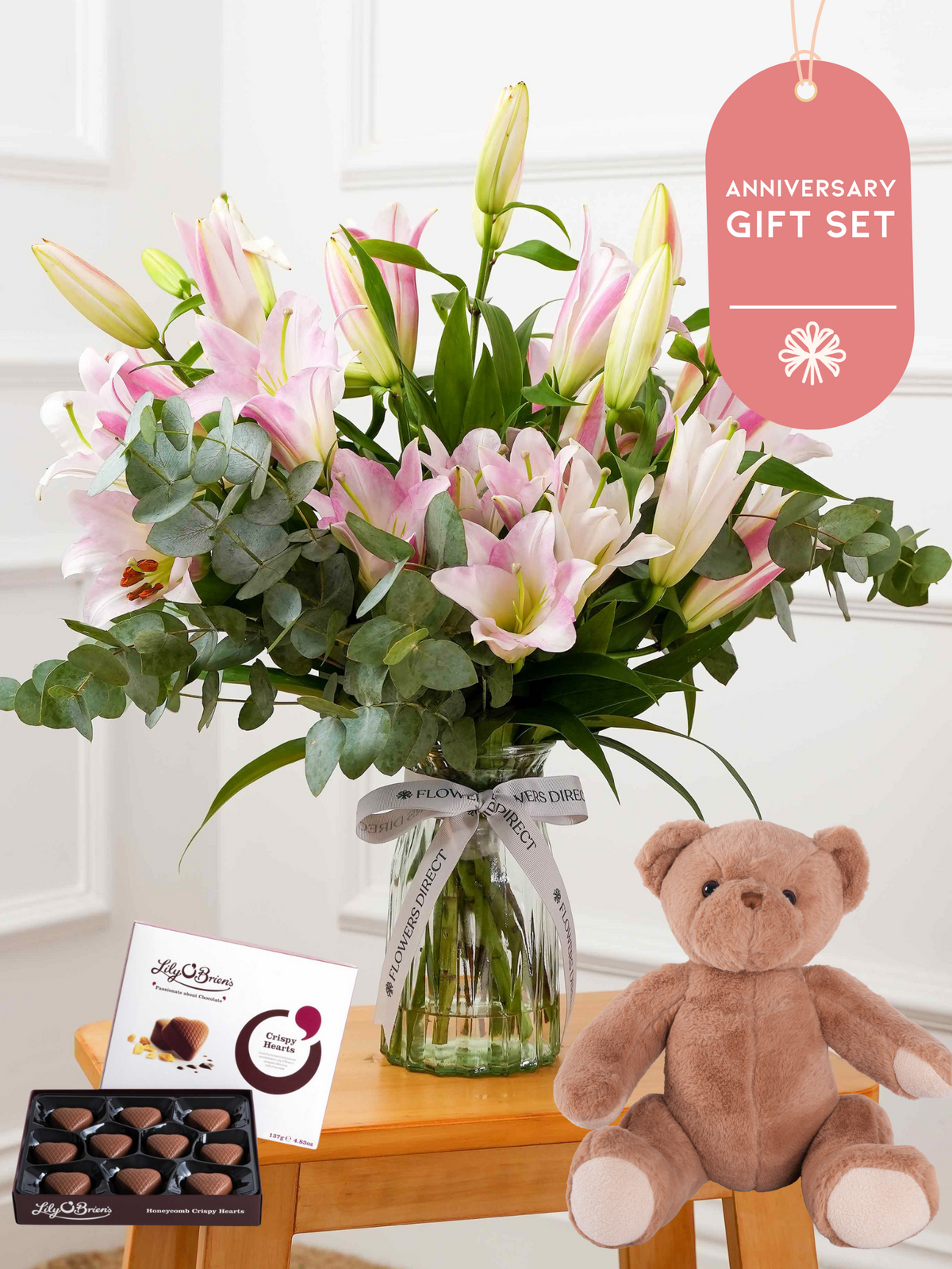 Anniversary Pink Lily - Vase Gift Set