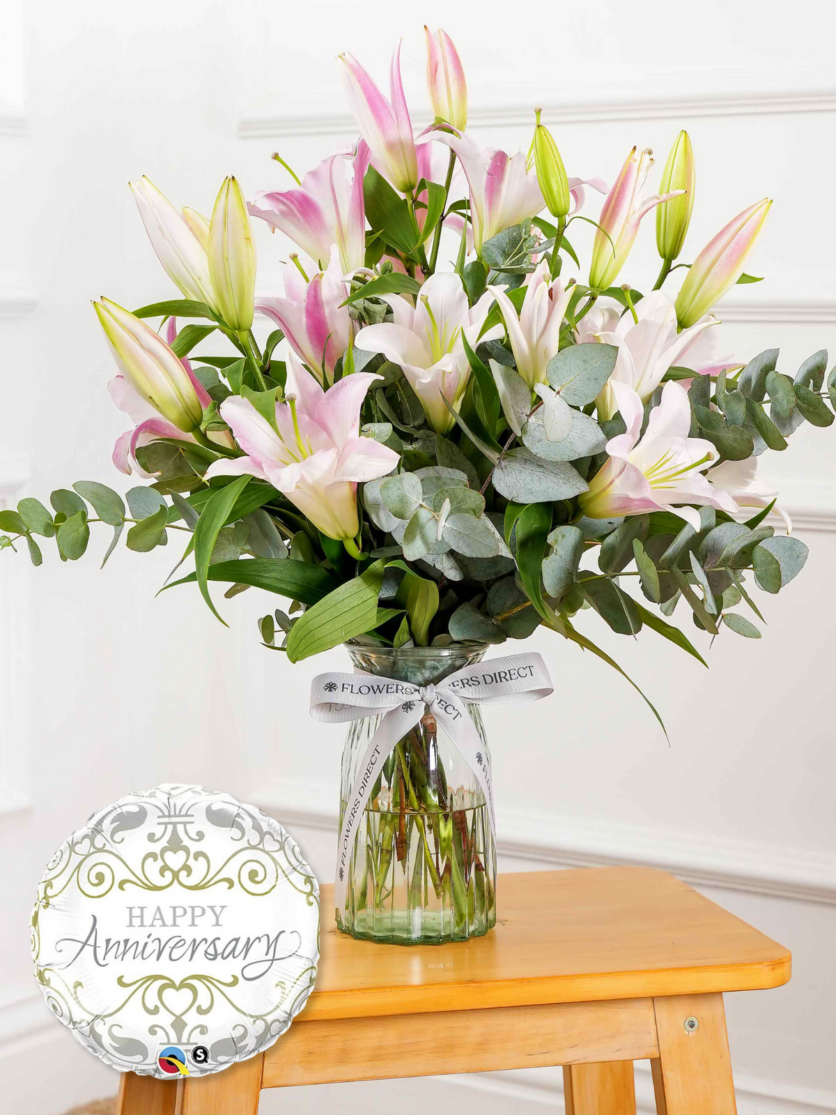 Pink Lily - Vase with Free Anniversary Balloon