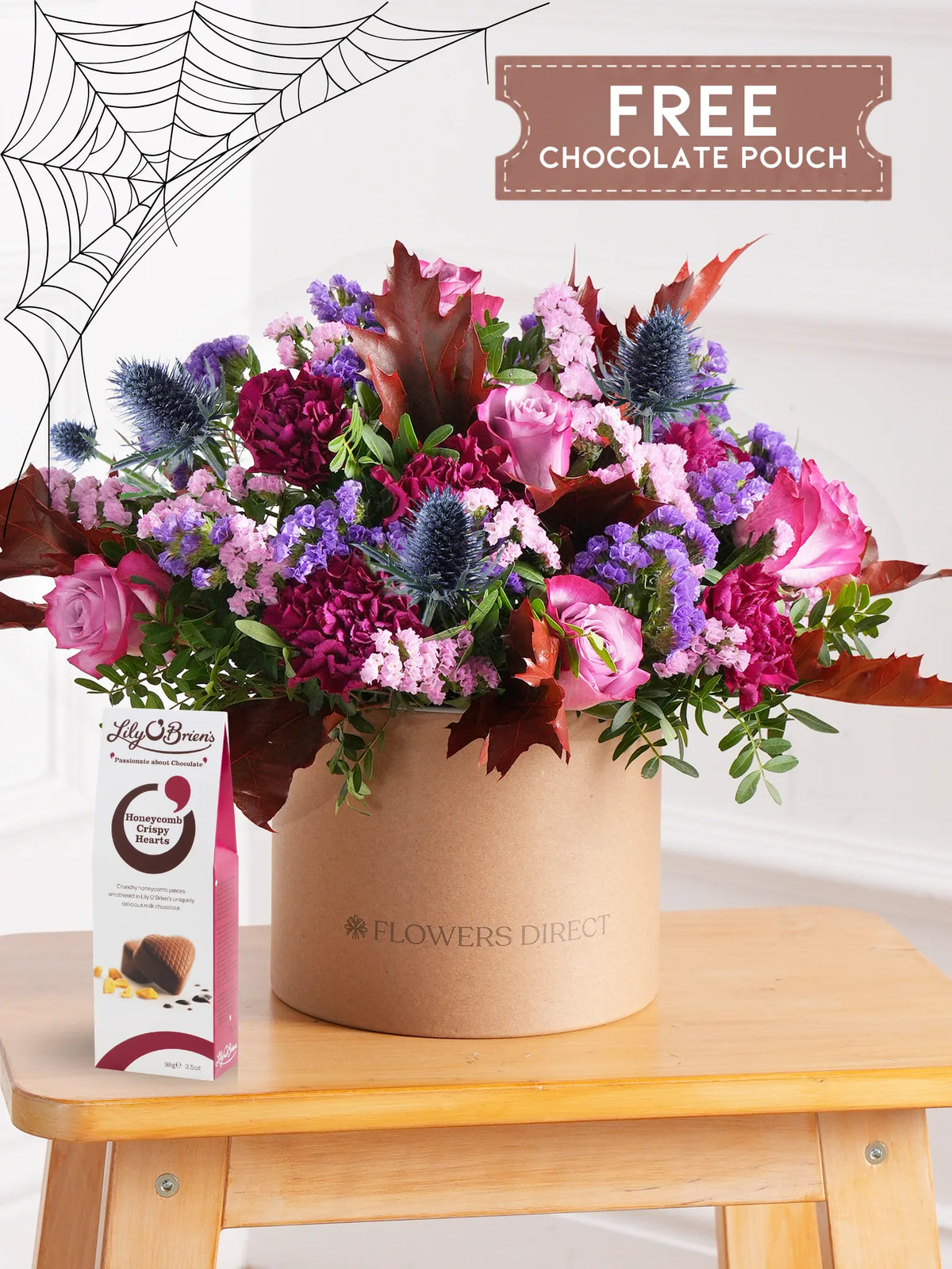 Autumn Purple Majesty Hatbox with Free Chocolate Pouch