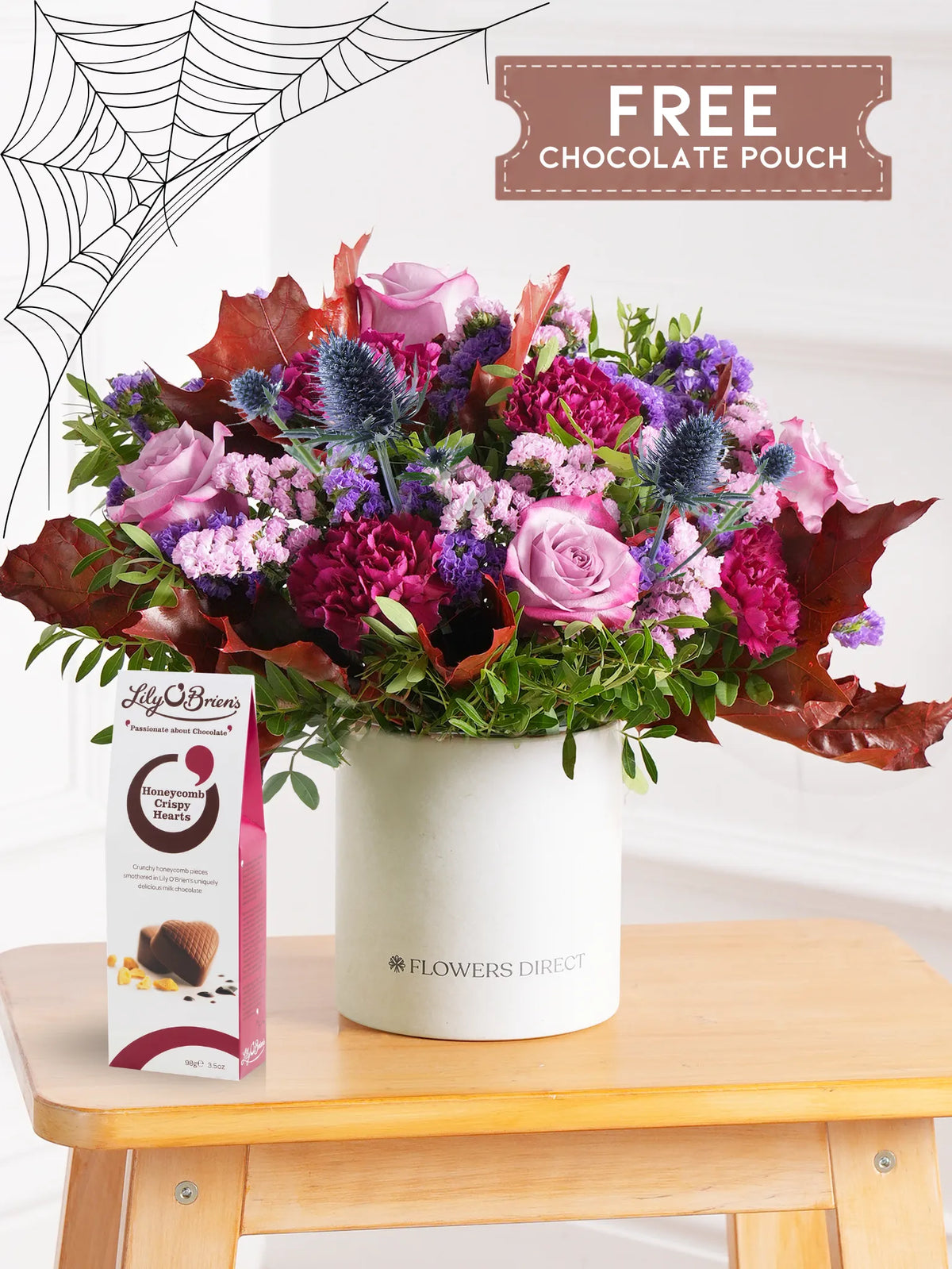 Autumn Purple Majesty Hatbox with Free Chocolate Pouch