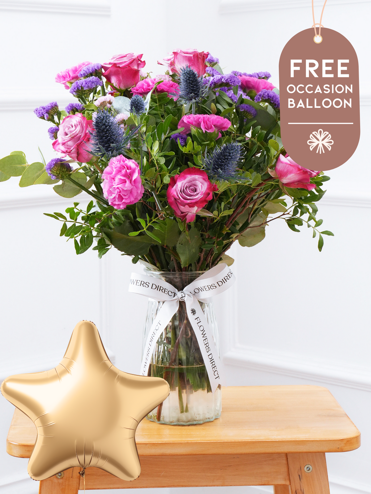 Purple Majesty - Vase with Free Balloon to Match the Occasion