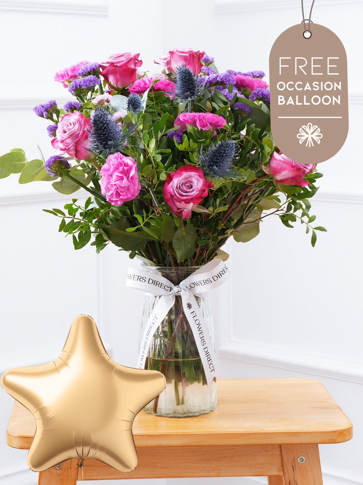 Purple Majesty Vase with Free Balloon to Match the Occasion