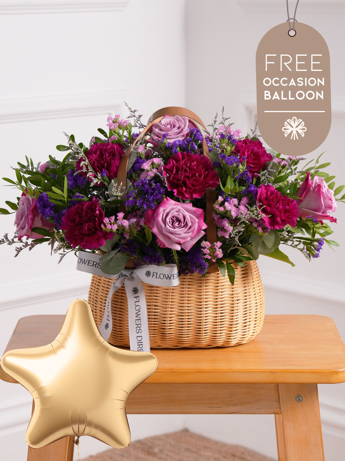 Purple Majesty Basket with Free Balloon to Match the Occasion