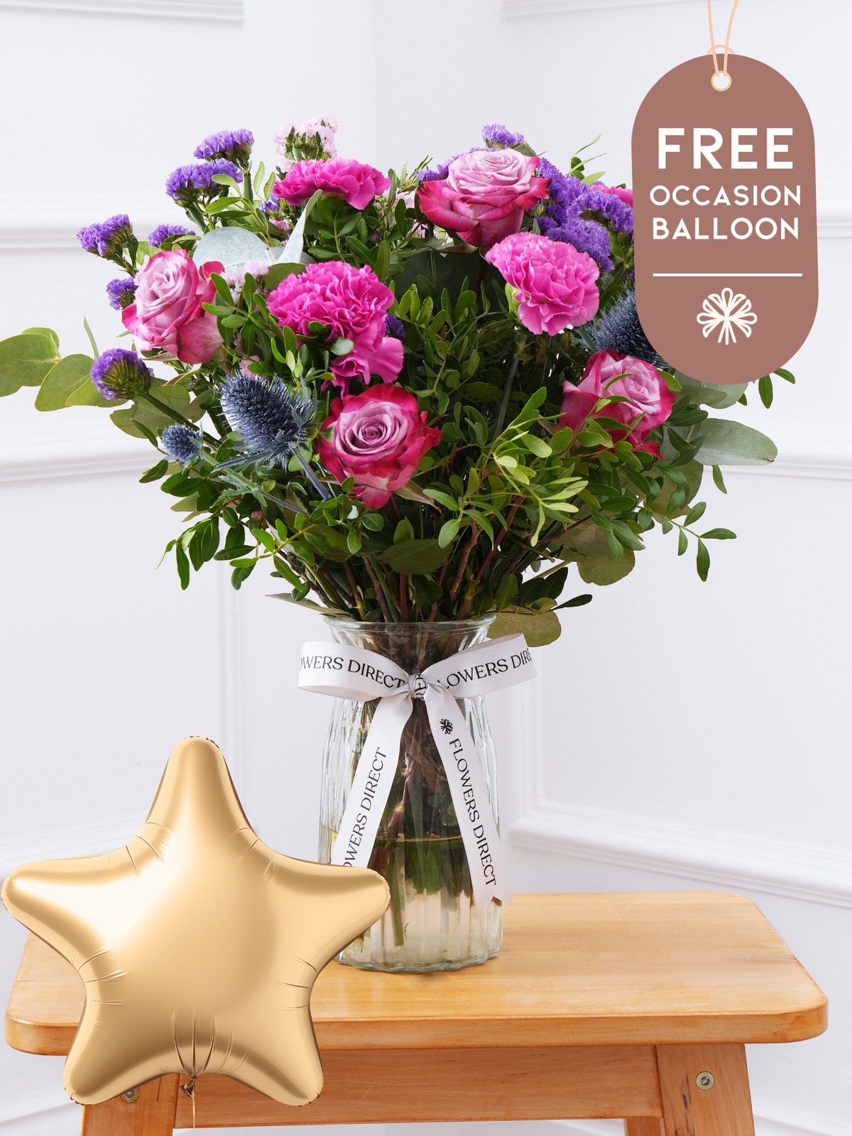 Purple Majesty - Vase with Free Balloon to Match the Occasion