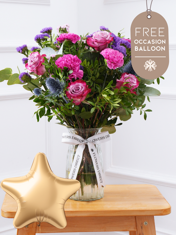 Purple Majesty Vase with Free Balloon to Match the Occasion