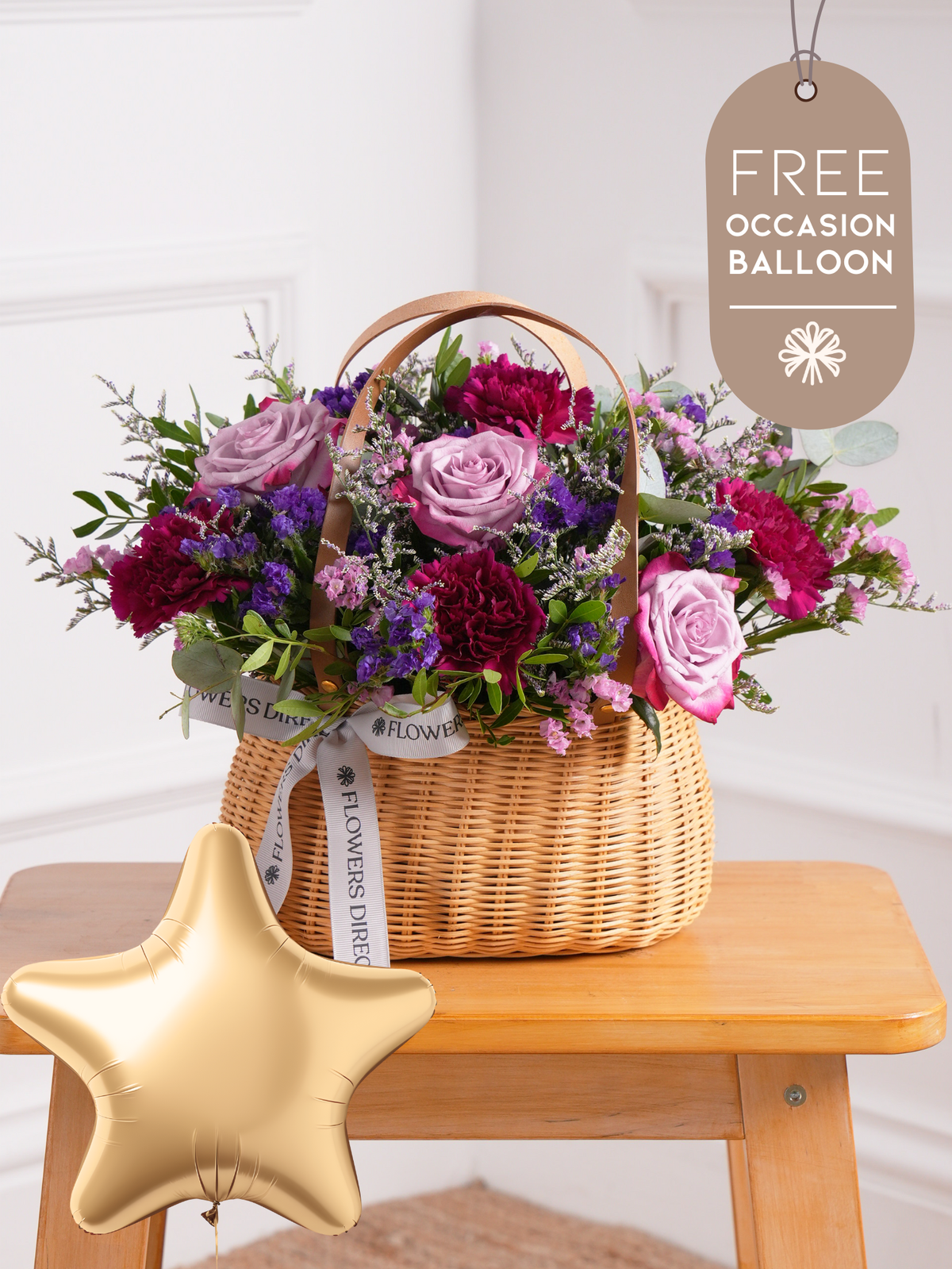 Purple Majesty Basket with Free Balloon to Match the Occasion