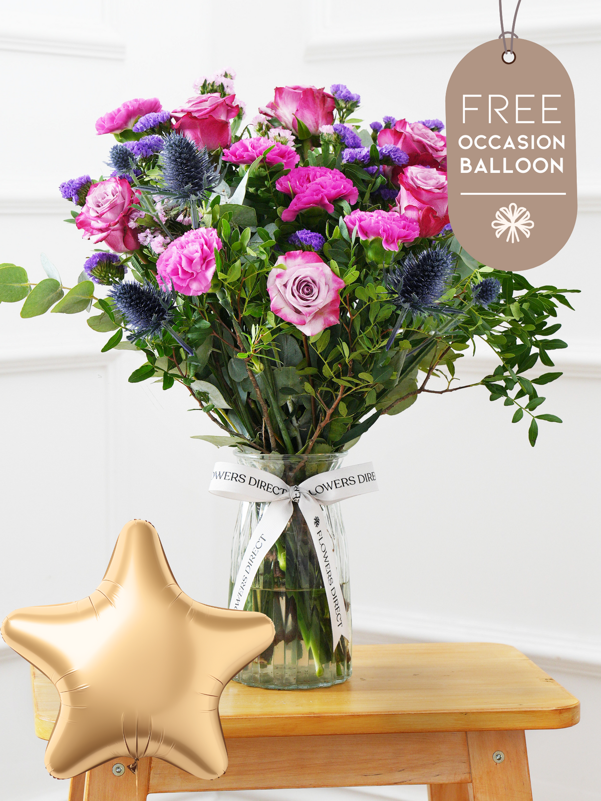 Purple Majesty Vase with Free Balloon to Match the Occasion