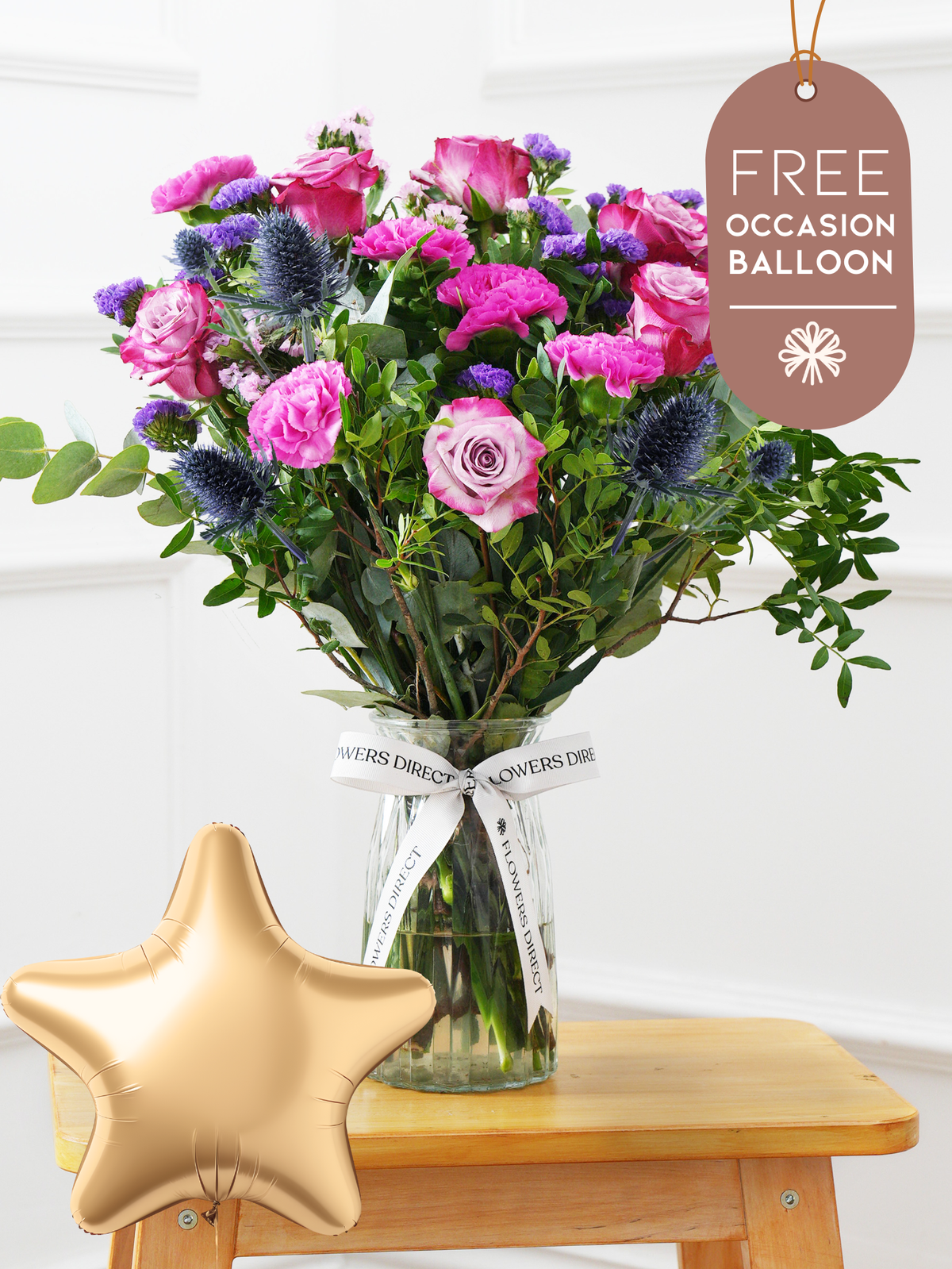 Purple Majesty Vase with Free Balloon to Match the Occasion